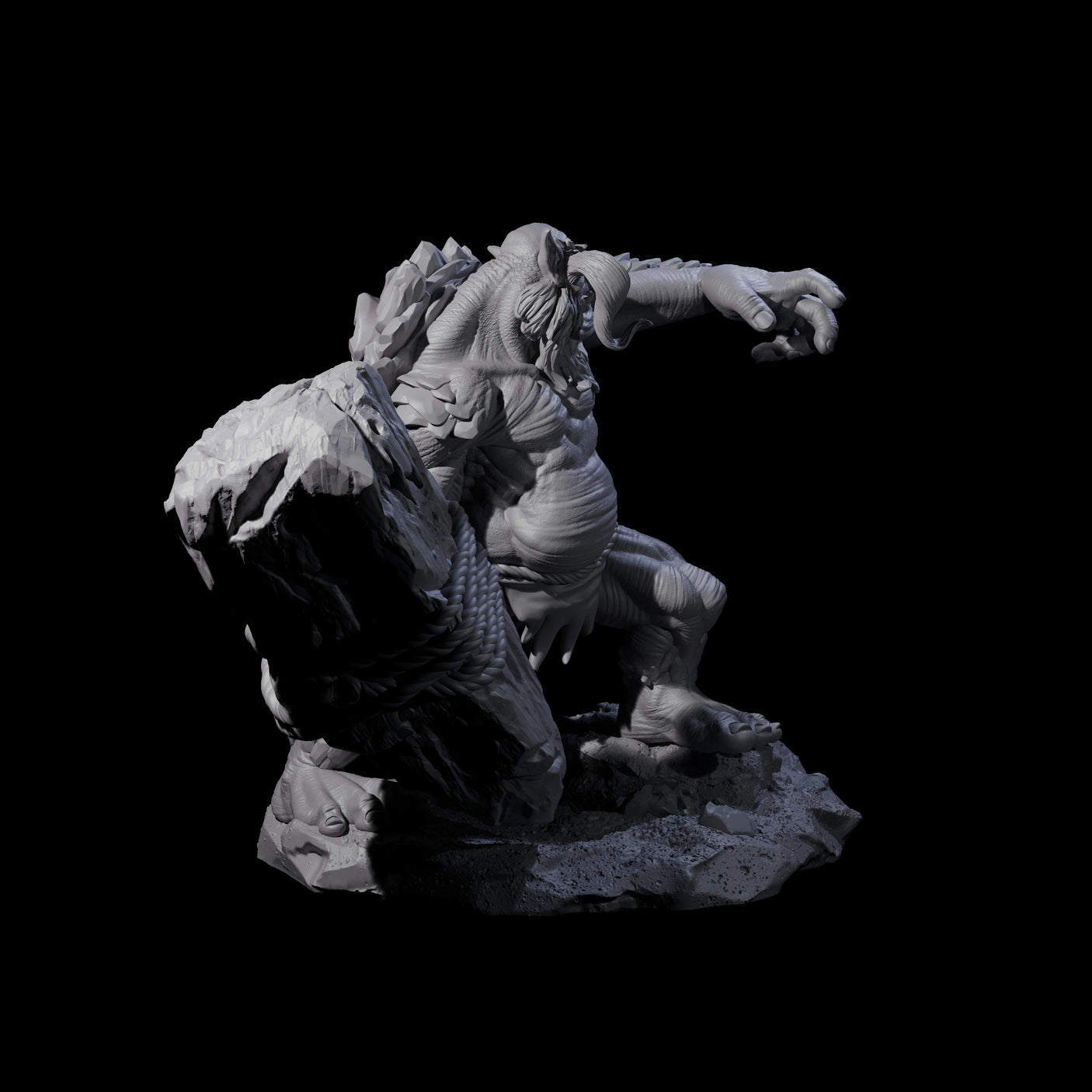 Hurling Ettin B Miniature for Dungeons and Dragons, Pathfinder or other TTRPGs