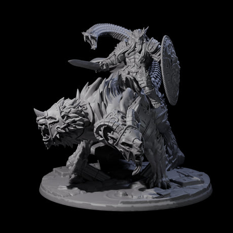Imposing Bugbear Champion mounted on a Chimera Miniature for Dungeons and Dragons, Pathfinder or other TTRPGs