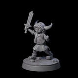 Indomitable Viking Family Kid A Miniature for Dungeons and Dragons, Pathfinder or other TTRPGs