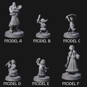 Indomitable Viking Family Miniature for Dungeons and Dragons, Pathfinder or other TTRPGs