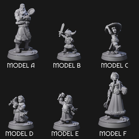 Indomitable Viking Family Miniature for Dungeons and Dragons, Pathfinder or other TTRPGs