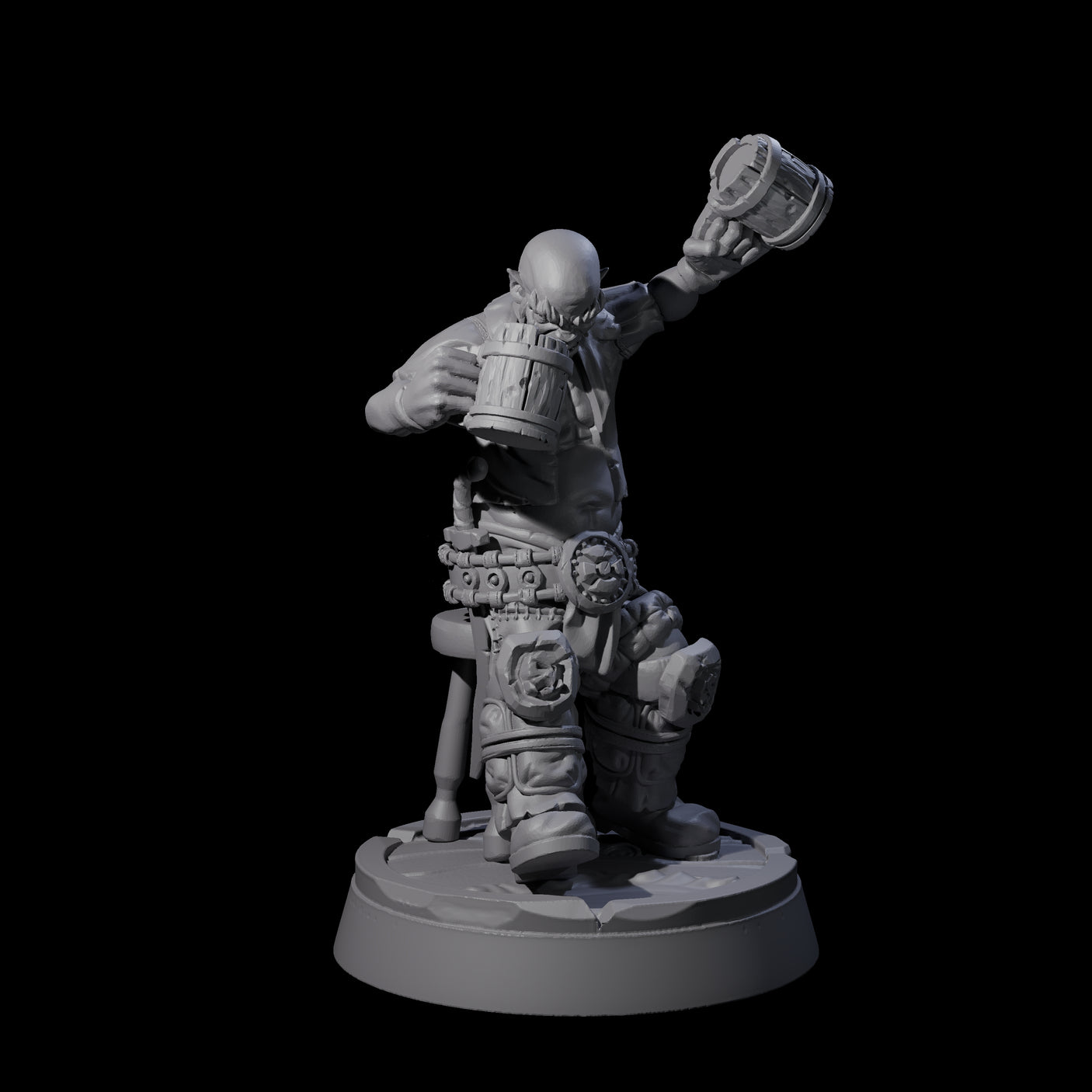 Inebriated Orc Reveler B Miniature for Dungeons and Dragons, Pathfinder or other TTRPGs