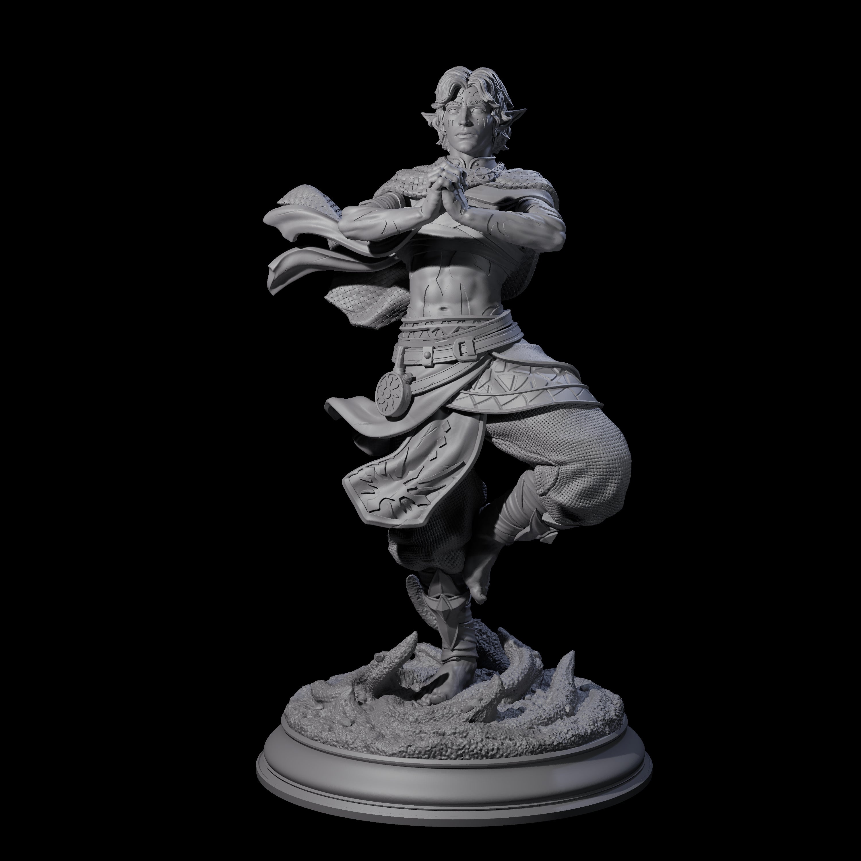 Inner Zen Elf Monk Miniature for Dungeons and Dragons, Pathfinder or other TTRPGs