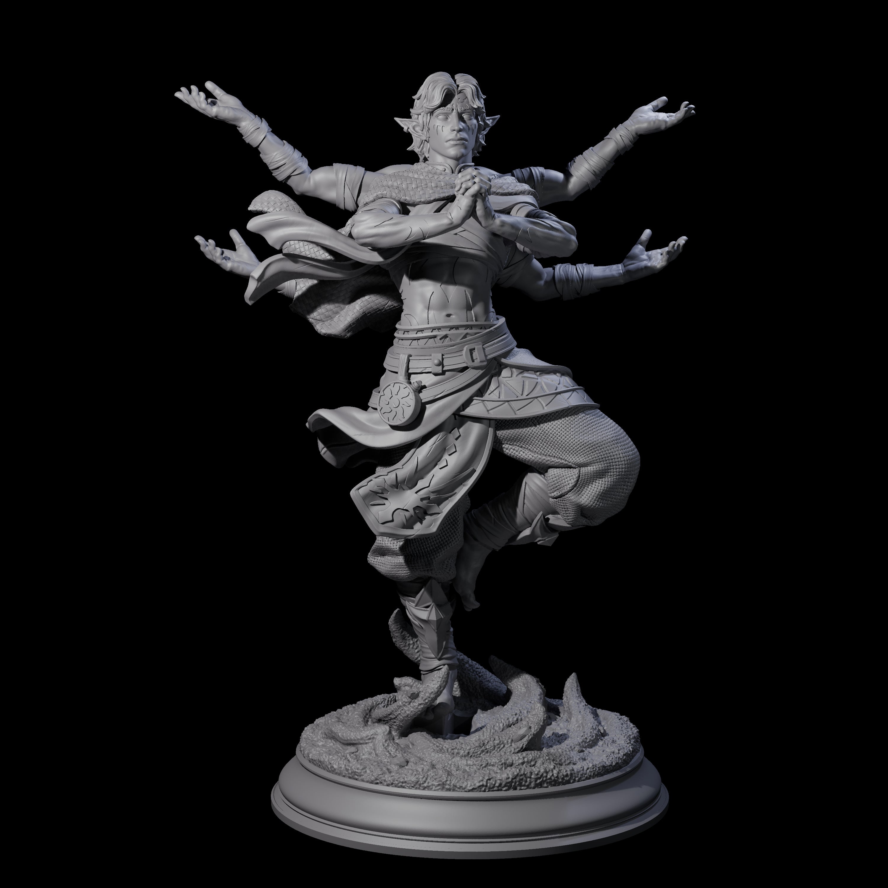 Inner Zen Elf Monk Miniature for Dungeons and Dragons, Pathfinder or other TTRPGs