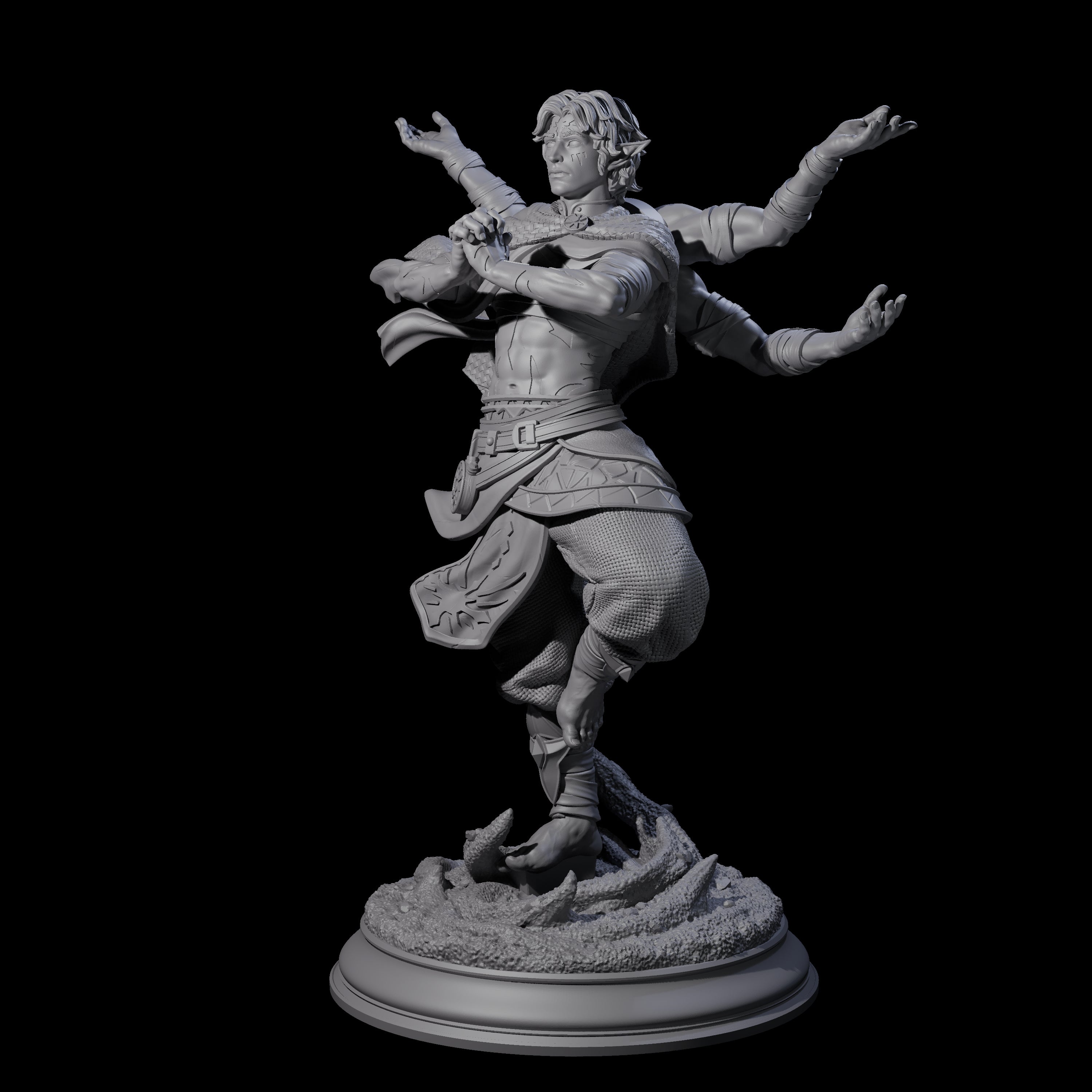 Inner Zen Elf Monk Miniature for Dungeons and Dragons, Pathfinder or other TTRPGs