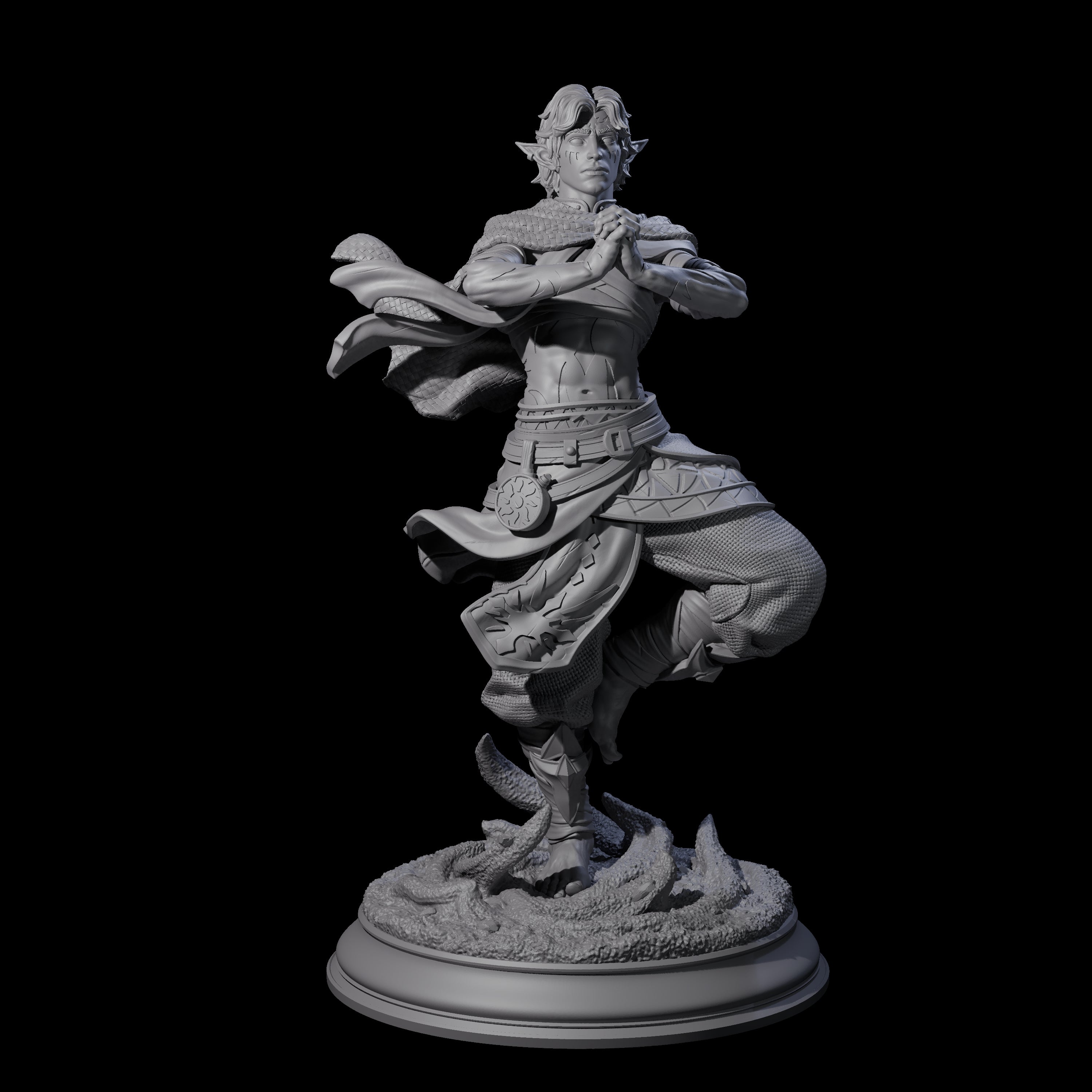 Inner Zen Elf Monk Miniature for Dungeons and Dragons, Pathfinder or other TTRPGs