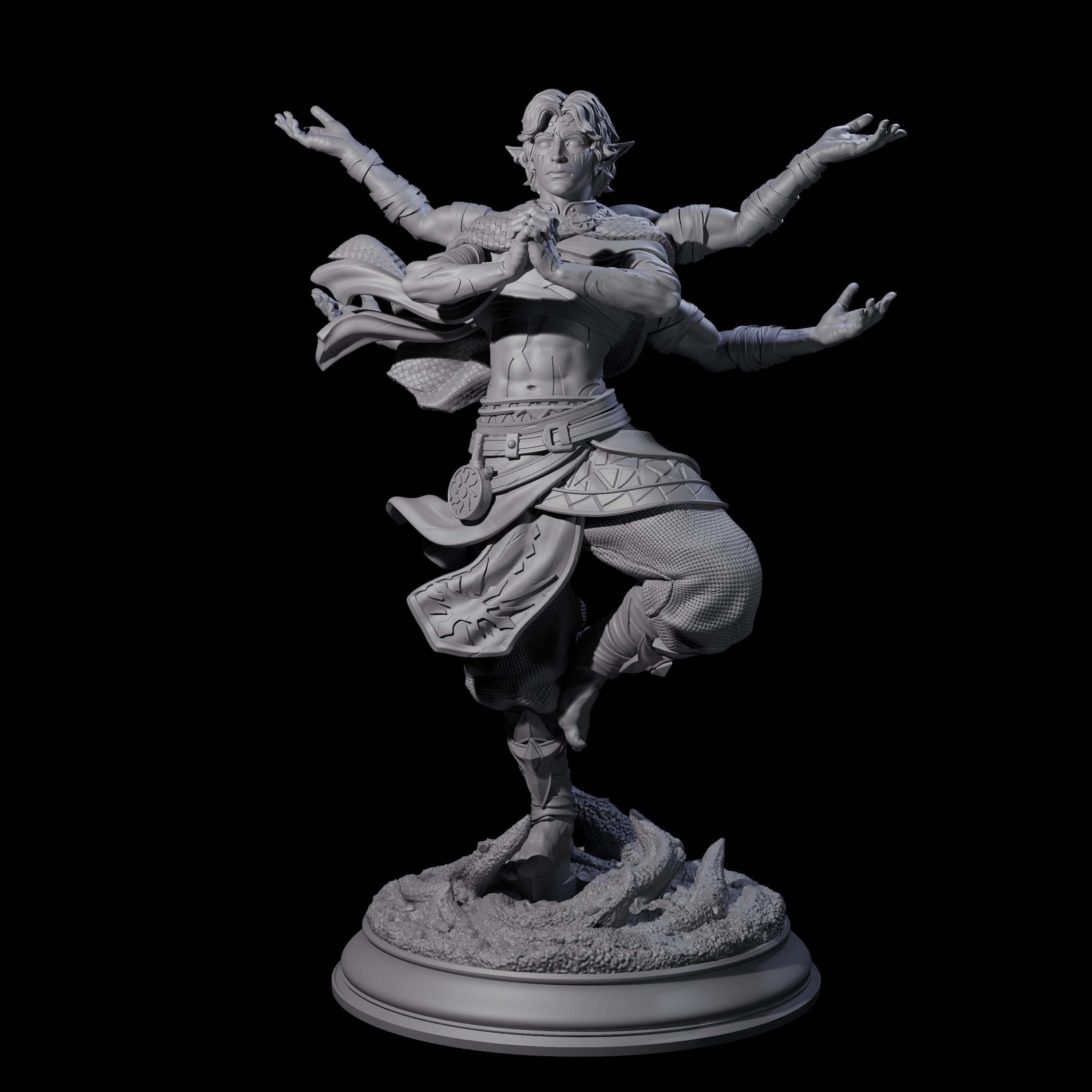 Inner Zen Elf Monk Miniature for Dungeons and Dragons, Pathfinder or other TTRPGs