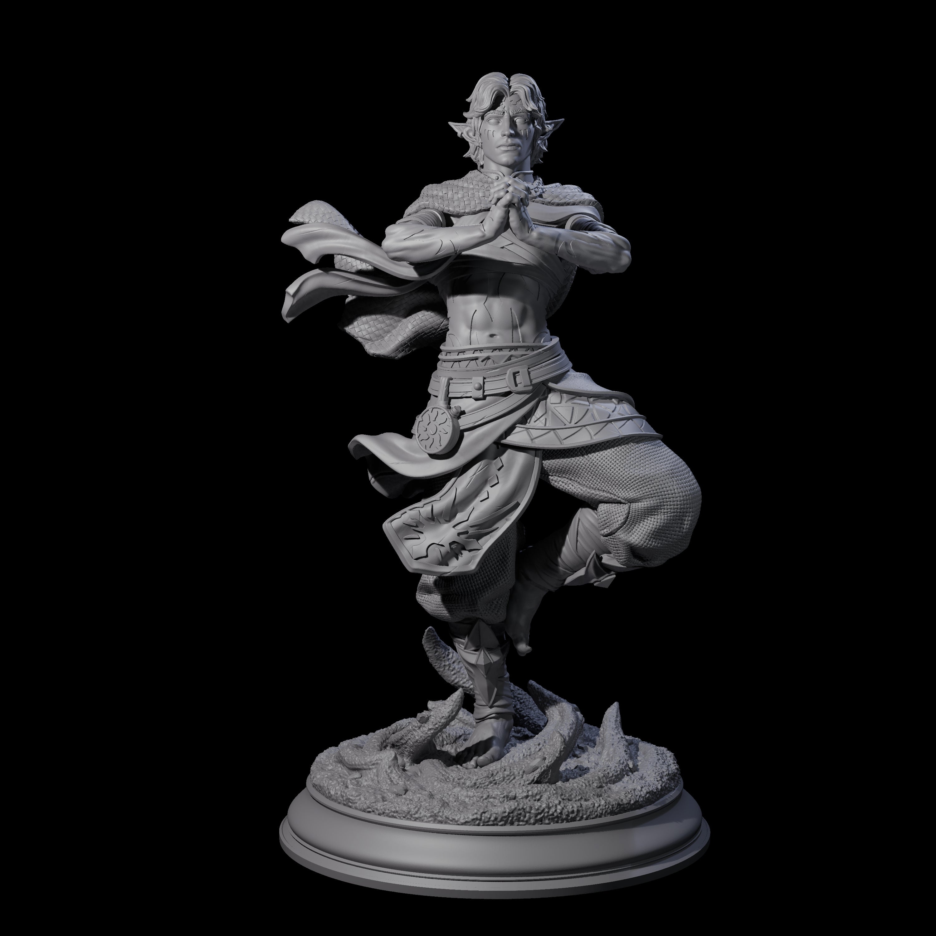 Inner Zen Elf Monk Miniature for Dungeons and Dragons, Pathfinder or other TTRPGs