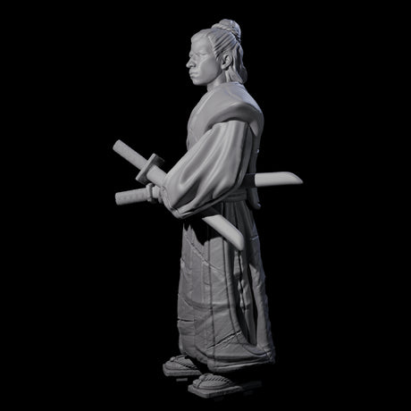 Inquisitive Armourless Samuari Miniature for Dungeons and Dragons, Pathfinder or other TTRPGs