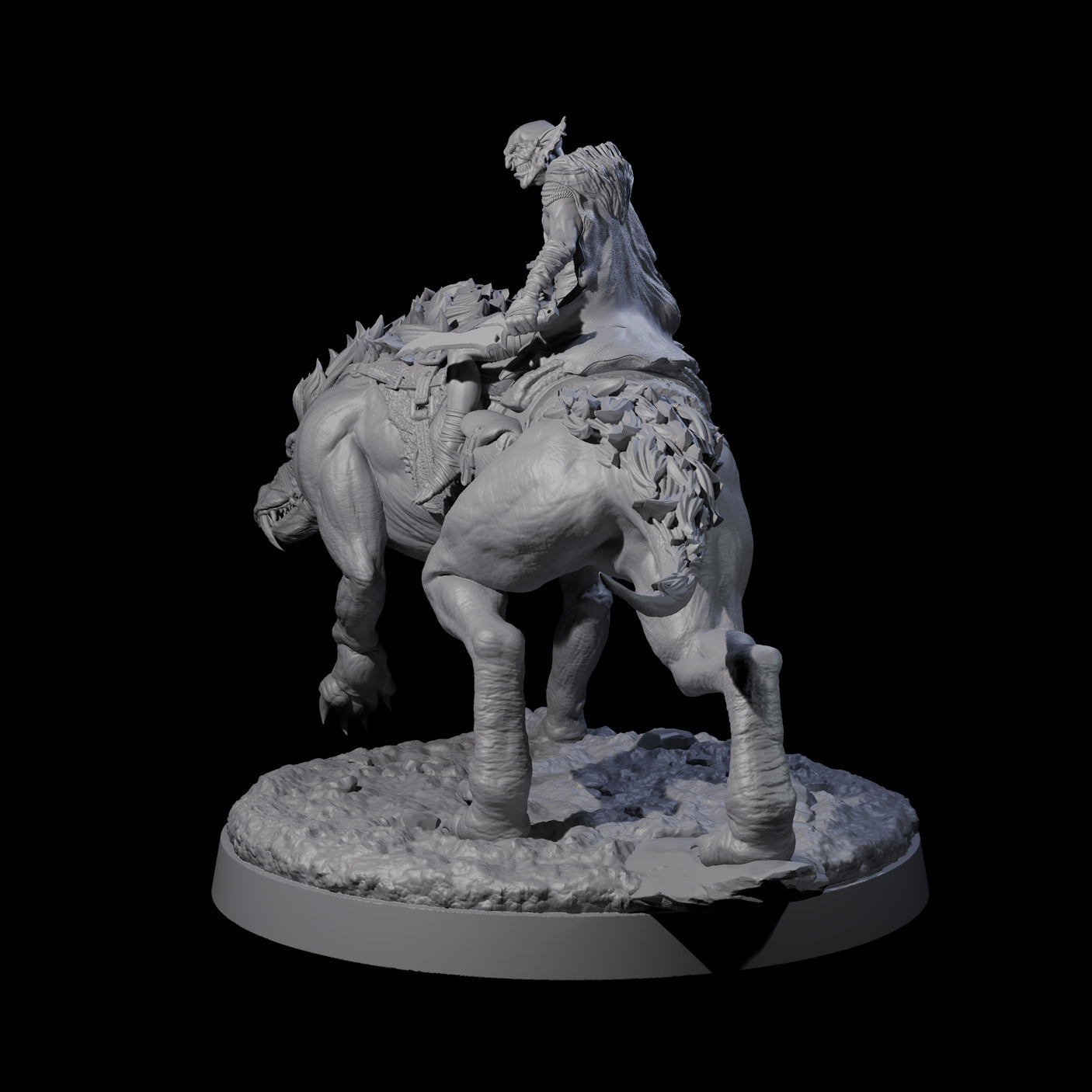 Insane Goblin Worg Rider A Miniature for Dungeons and Dragons, Pathfinder or other TTRPGs