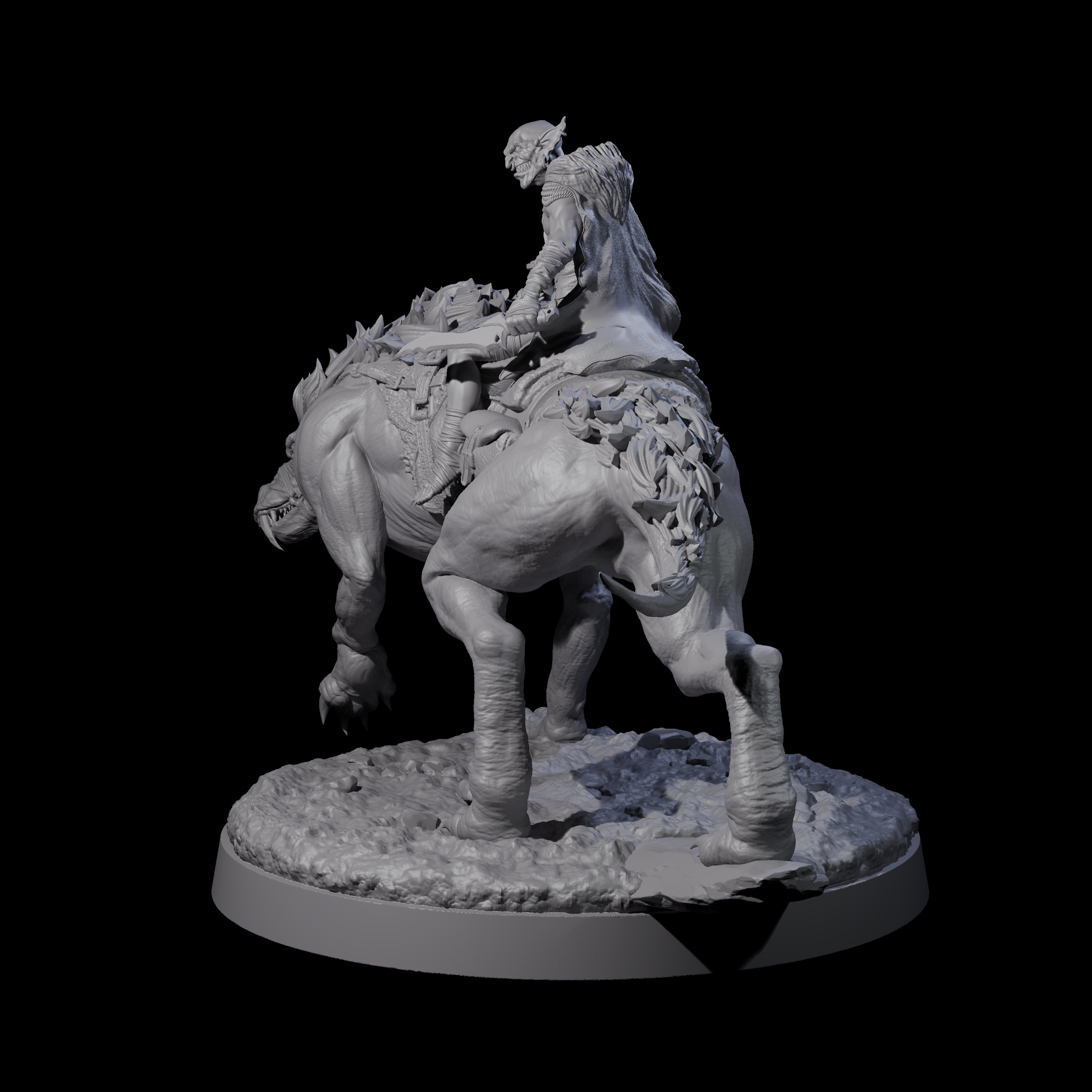 Insane Goblin Worg Rider A Miniature for Dungeons and Dragons, Pathfinder or other TTRPGs