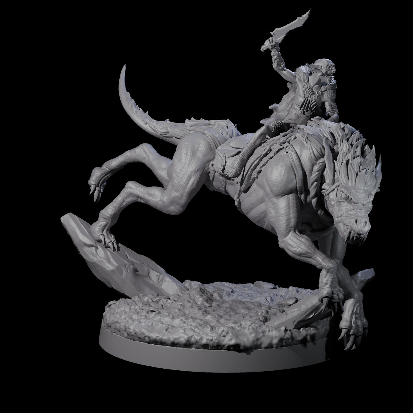 Insane Goblin Worg Rider B Miniature for Dungeons and Dragons, Pathfinder or other TTRPGs