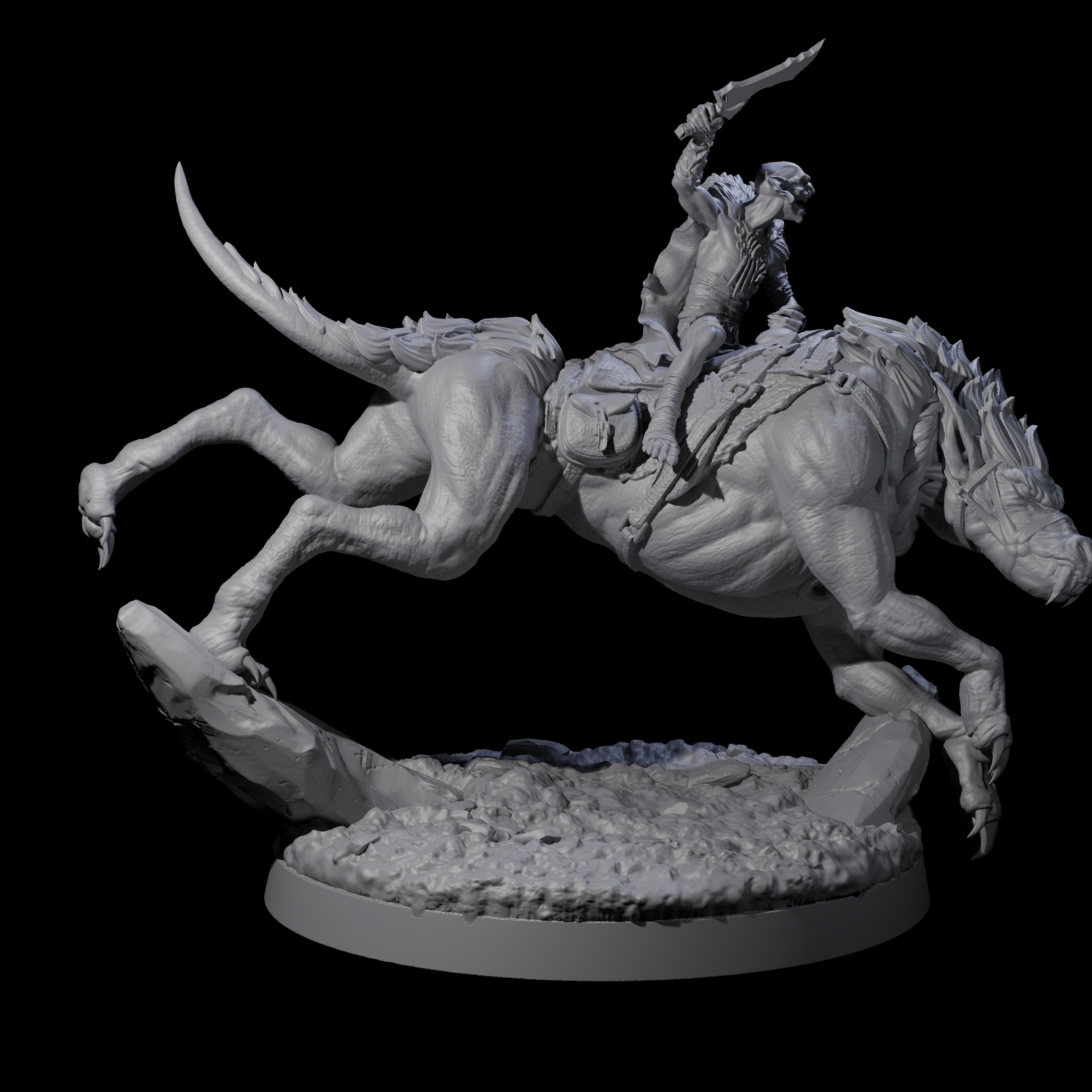 Insane Goblin Worg Rider B Miniature for Dungeons and Dragons, Pathfinder or other TTRPGs