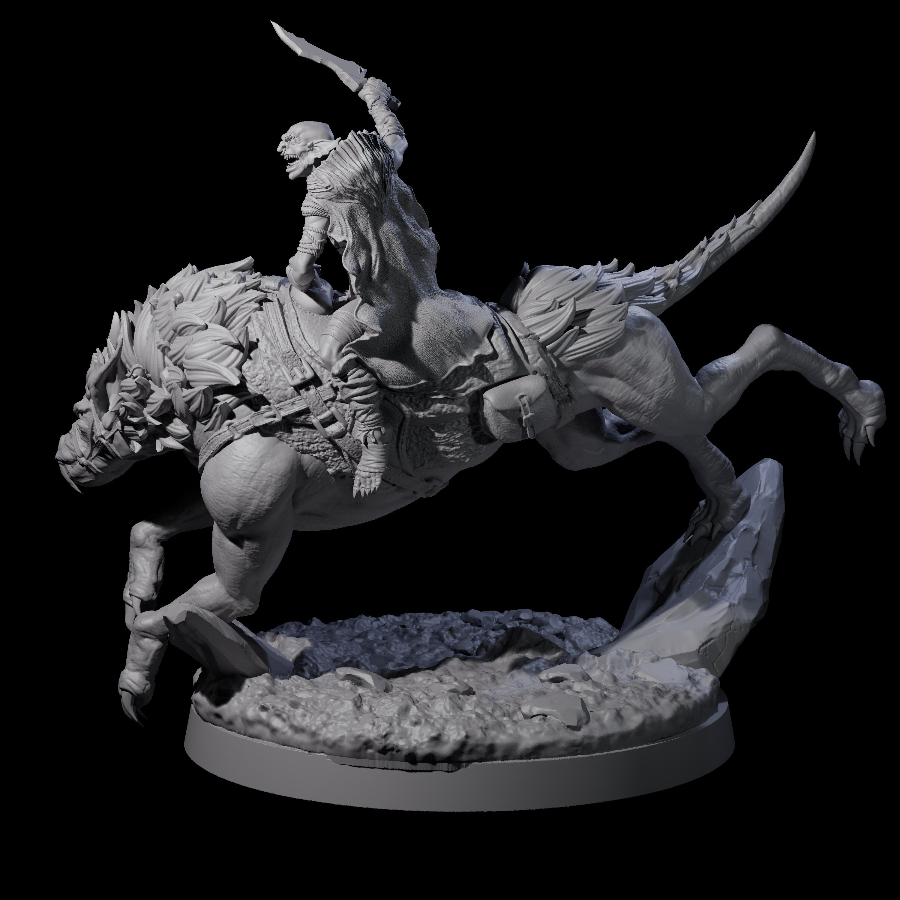 Insane Goblin Worg Rider B Miniature for Dungeons and Dragons, Pathfinder or other TTRPGs