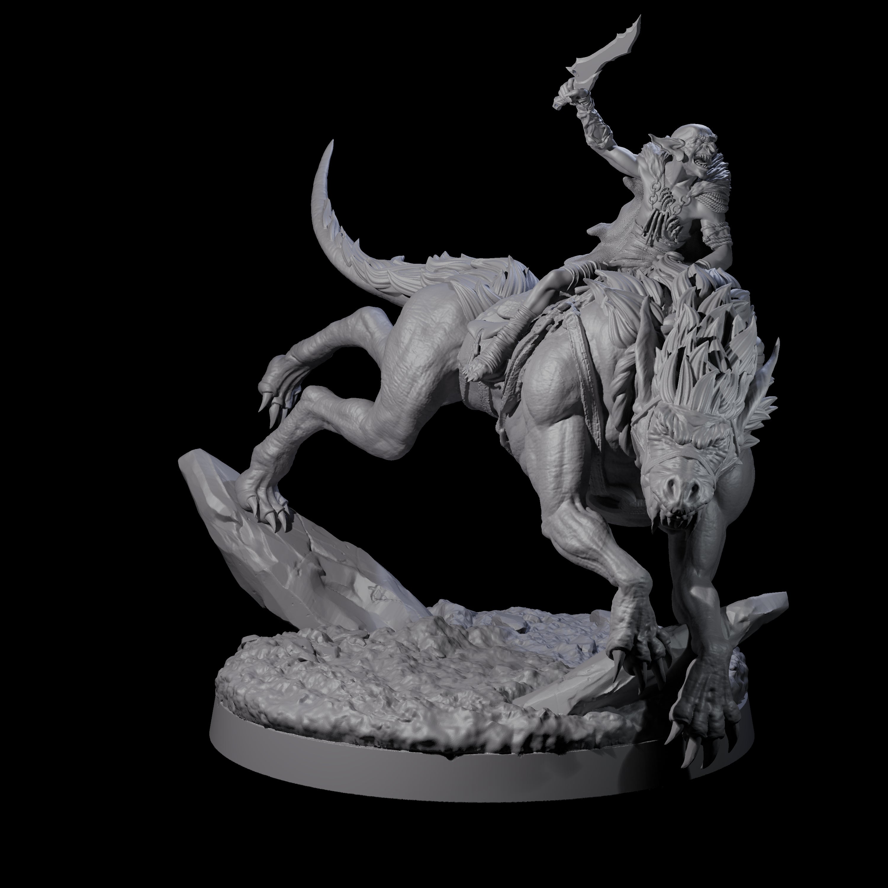Insane Goblin Worg Rider B Miniature for Dungeons and Dragons, Pathfinder or other TTRPGs