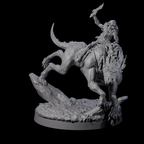 Insane Goblin Worg Rider B Miniature for Dungeons and Dragons, Pathfinder or other TTRPGs