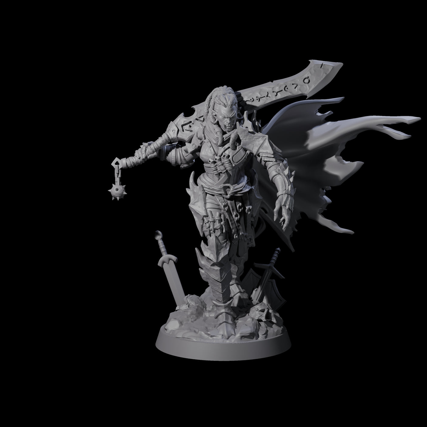 Intense Orc War Matron Miniature for Dungeons and Dragons, Pathfinder or other TTRPGs