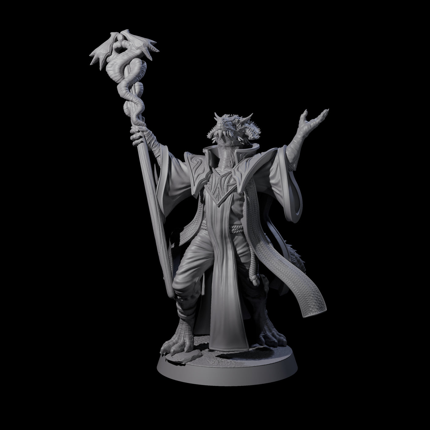 Invoking Dragonborn Wizard Miniature for Dungeons and Dragons, Pathfinder or other TTRPGs