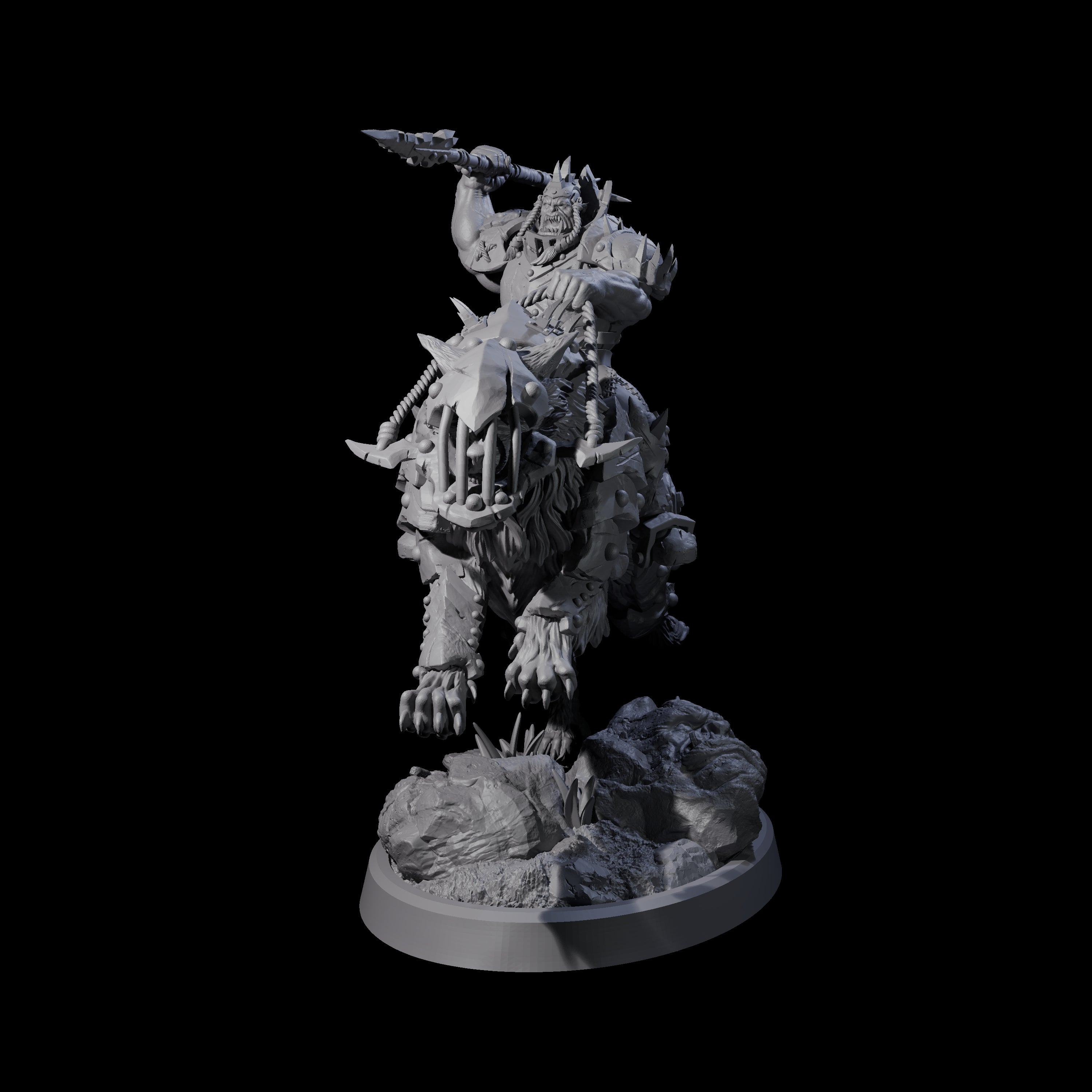 Ironclad Orc Warg Rider B Miniature for Dungeons and Dragons, Pathfinder or other TTRPGs