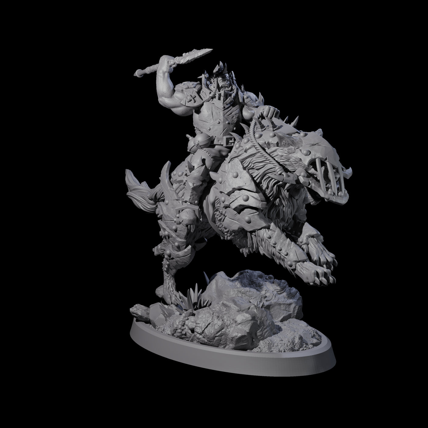 Ironclad Orc Warg Rider B Miniature for Dungeons and Dragons, Pathfinder or other TTRPGs