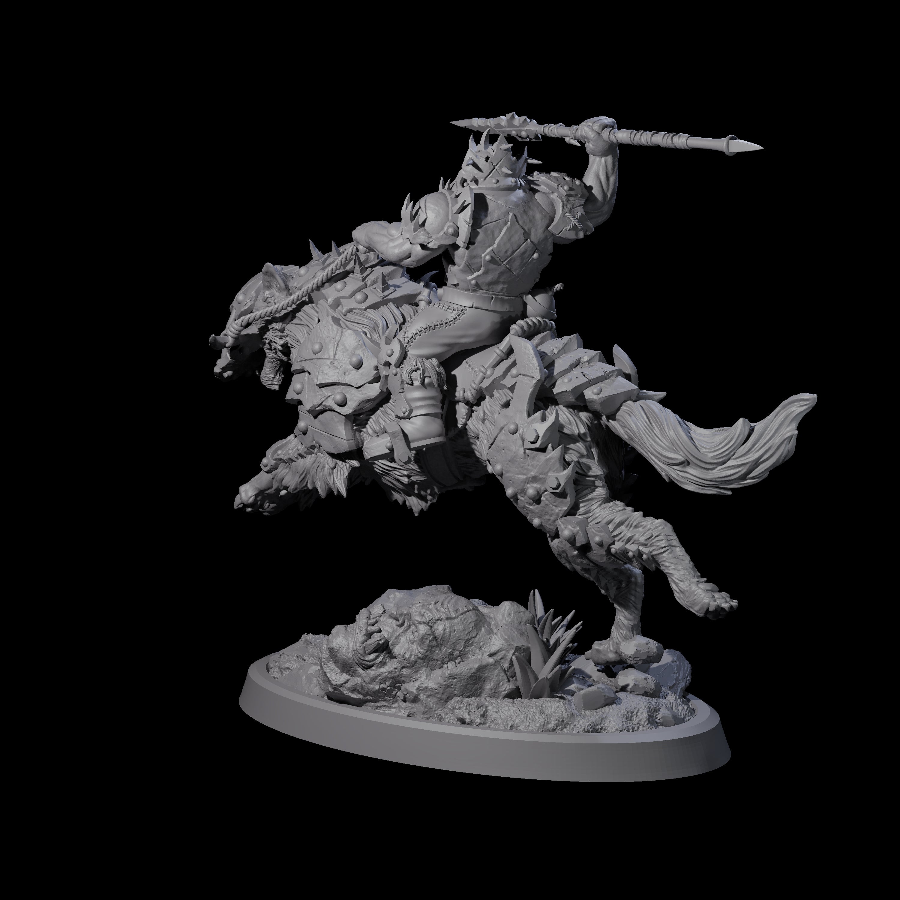 Ironclad Orc Warg Rider B Miniature for Dungeons and Dragons, Pathfinder or other TTRPGs
