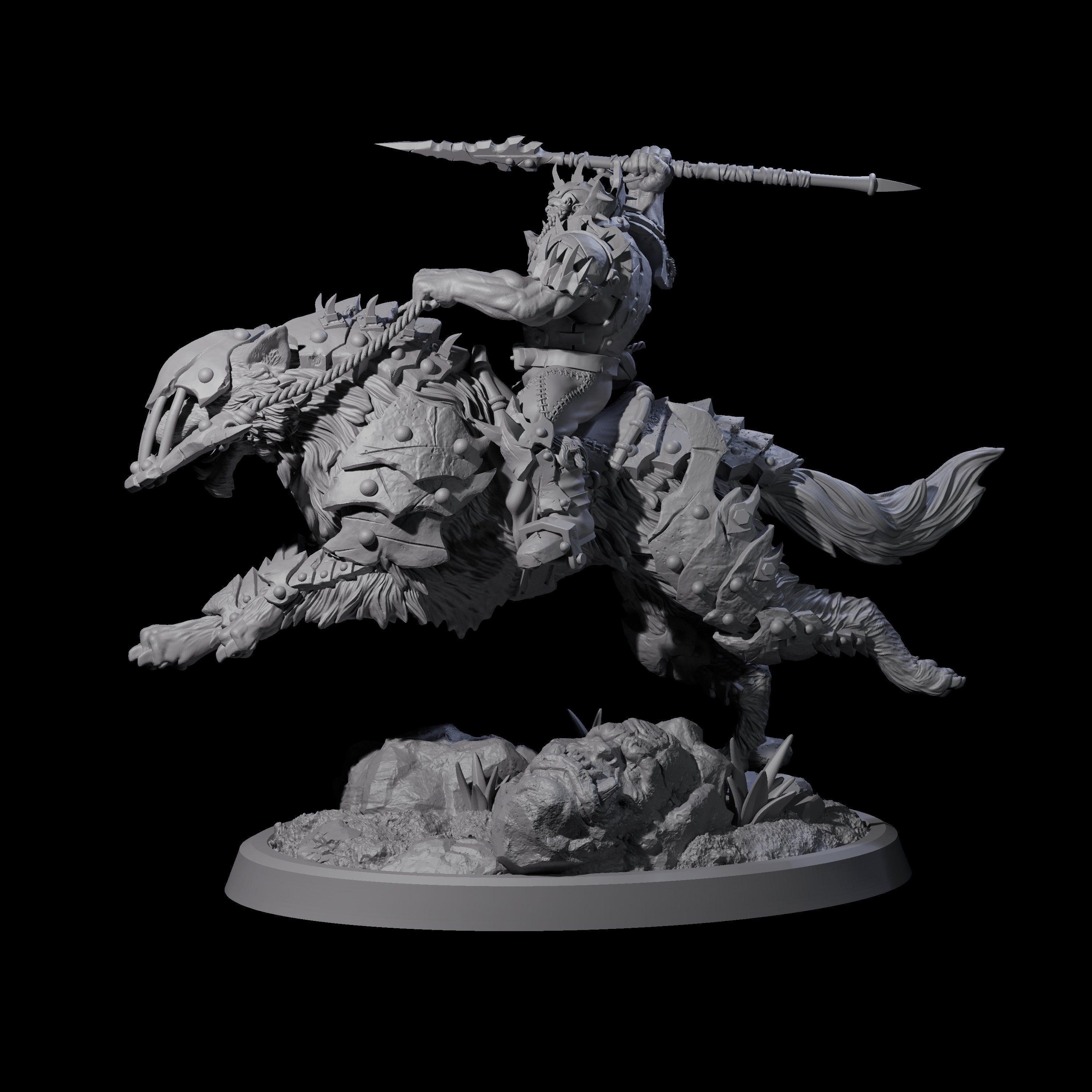Ironclad Orc Warg Rider B Miniature for Dungeons and Dragons, Pathfinder or other TTRPGs