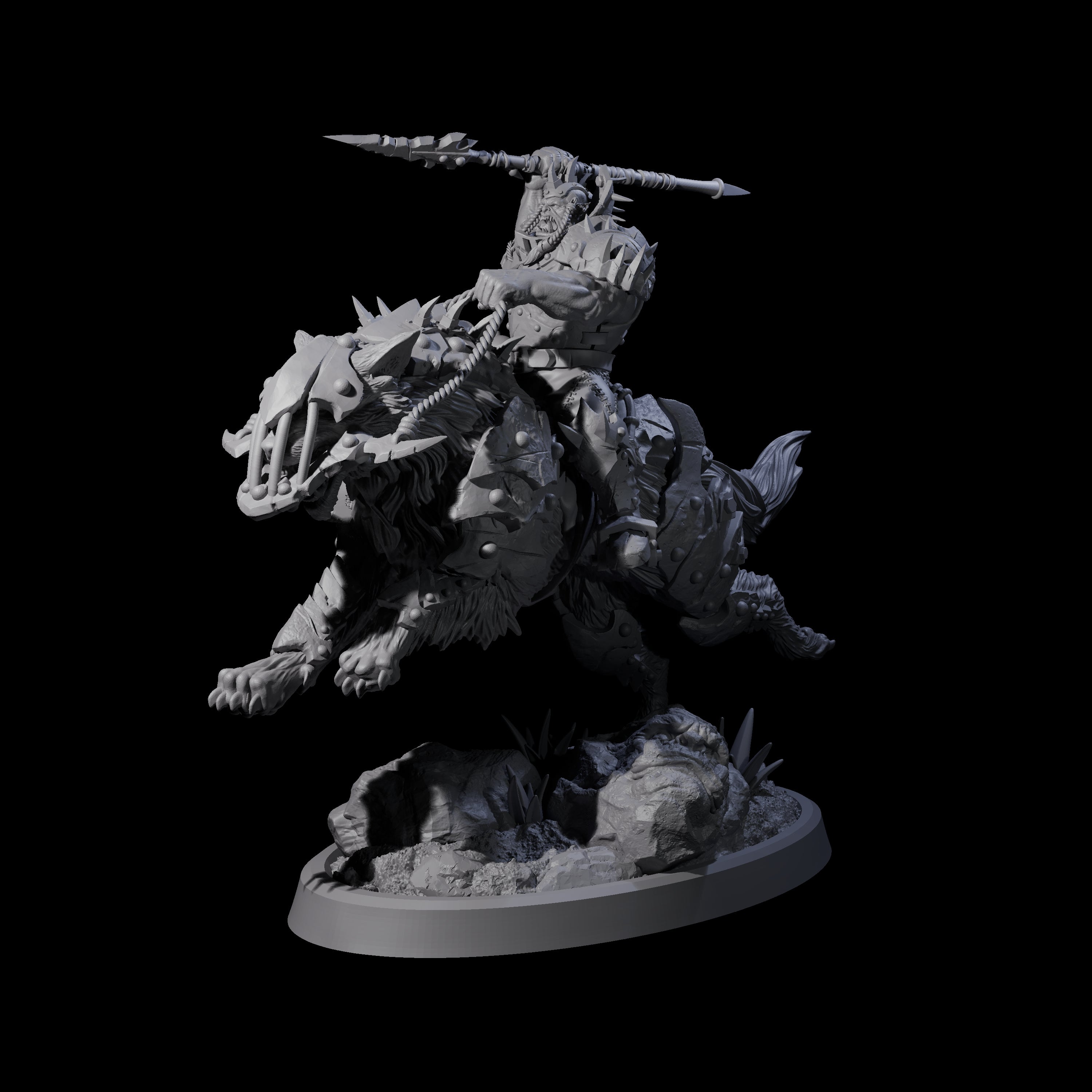 Ironclad Orc Warg Rider B Miniature for Dungeons and Dragons, Pathfinder or other TTRPGs