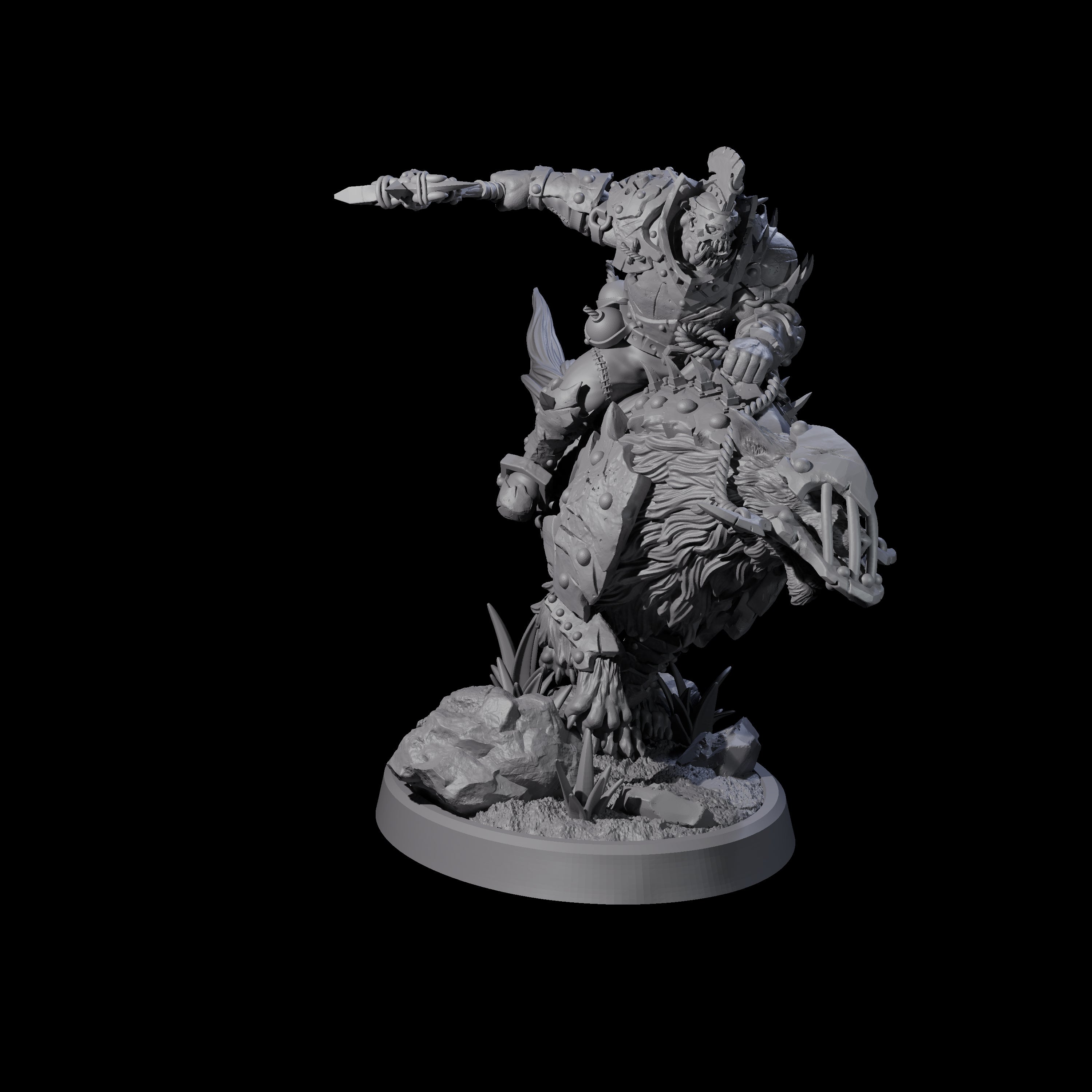 Ironclad Orc Warg Rider C Miniature for Dungeons and Dragons, Pathfinder or other TTRPGs