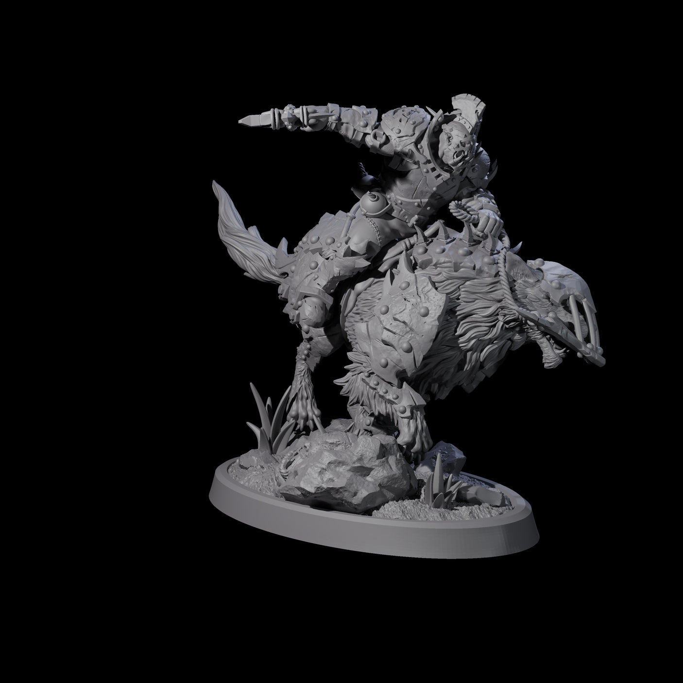 Ironclad Orc Warg Rider C Miniature for Dungeons and Dragons, Pathfinder or other TTRPGs
