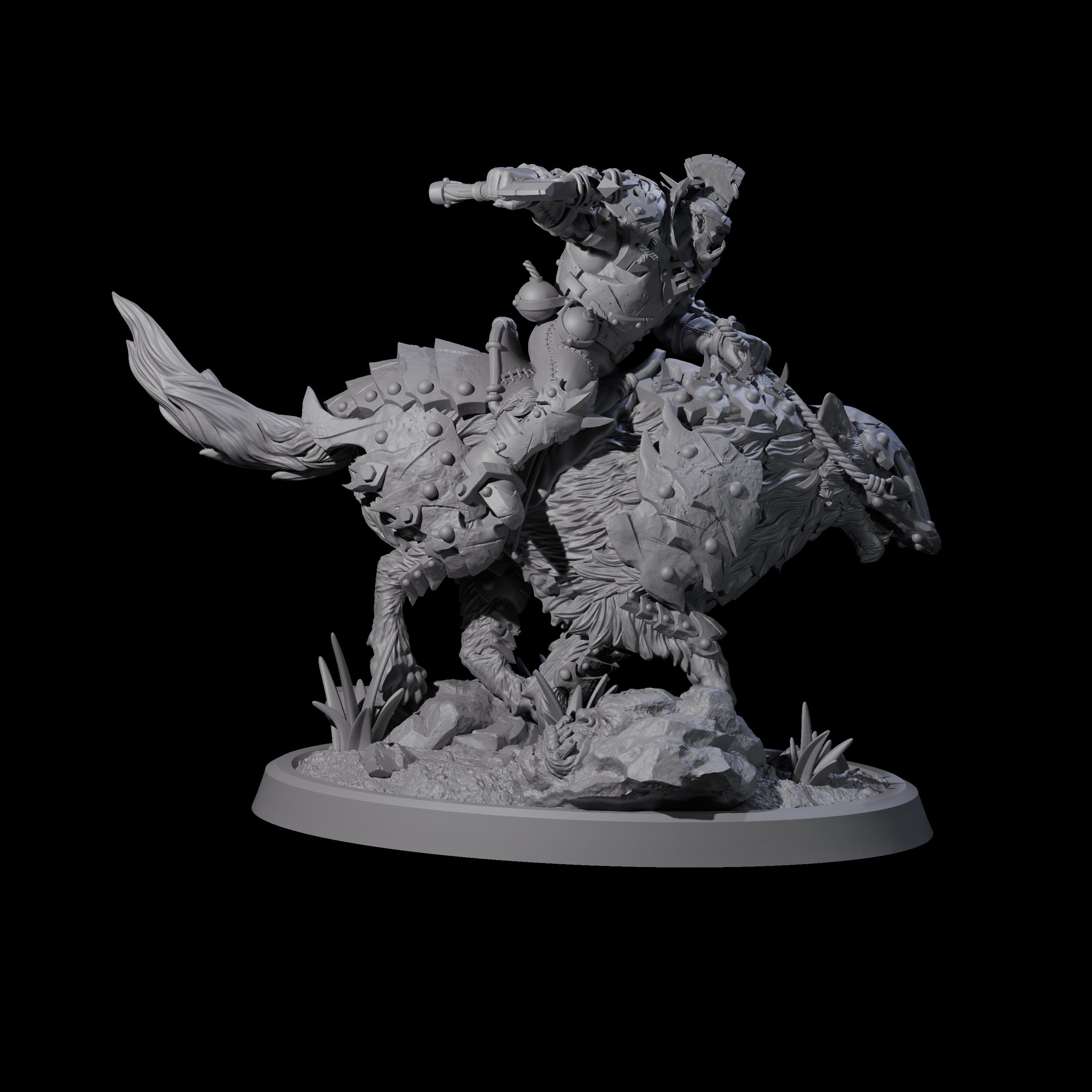 Ironclad Orc Warg Rider C Miniature for Dungeons and Dragons, Pathfinder or other TTRPGs
