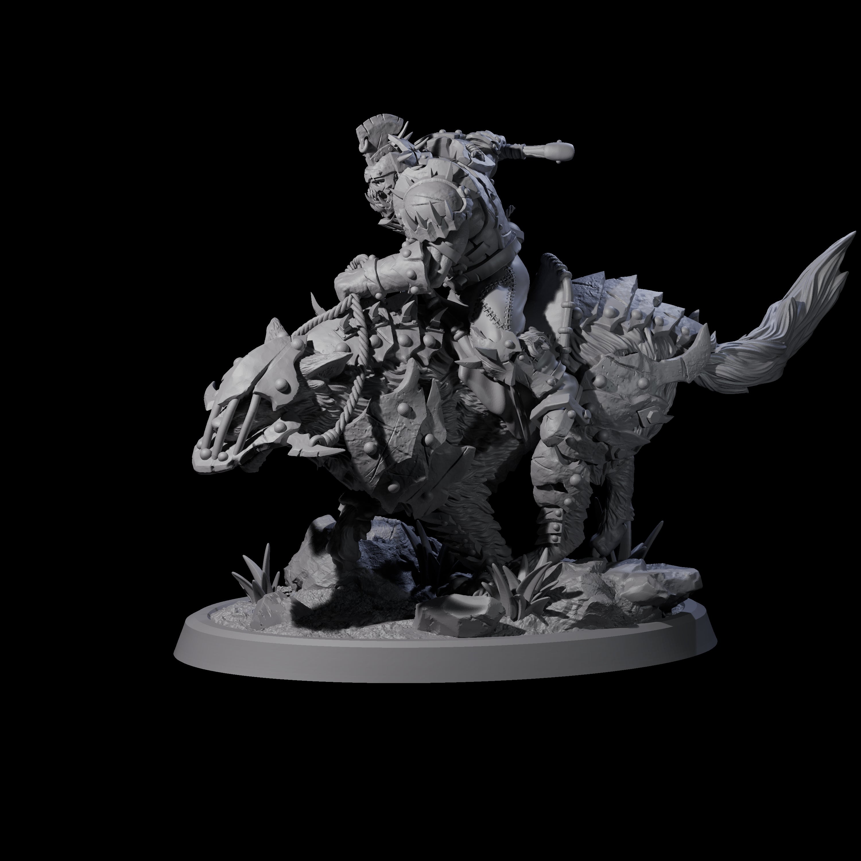 Ironclad Orc Warg Rider C Miniature for Dungeons and Dragons, Pathfinder or other TTRPGs