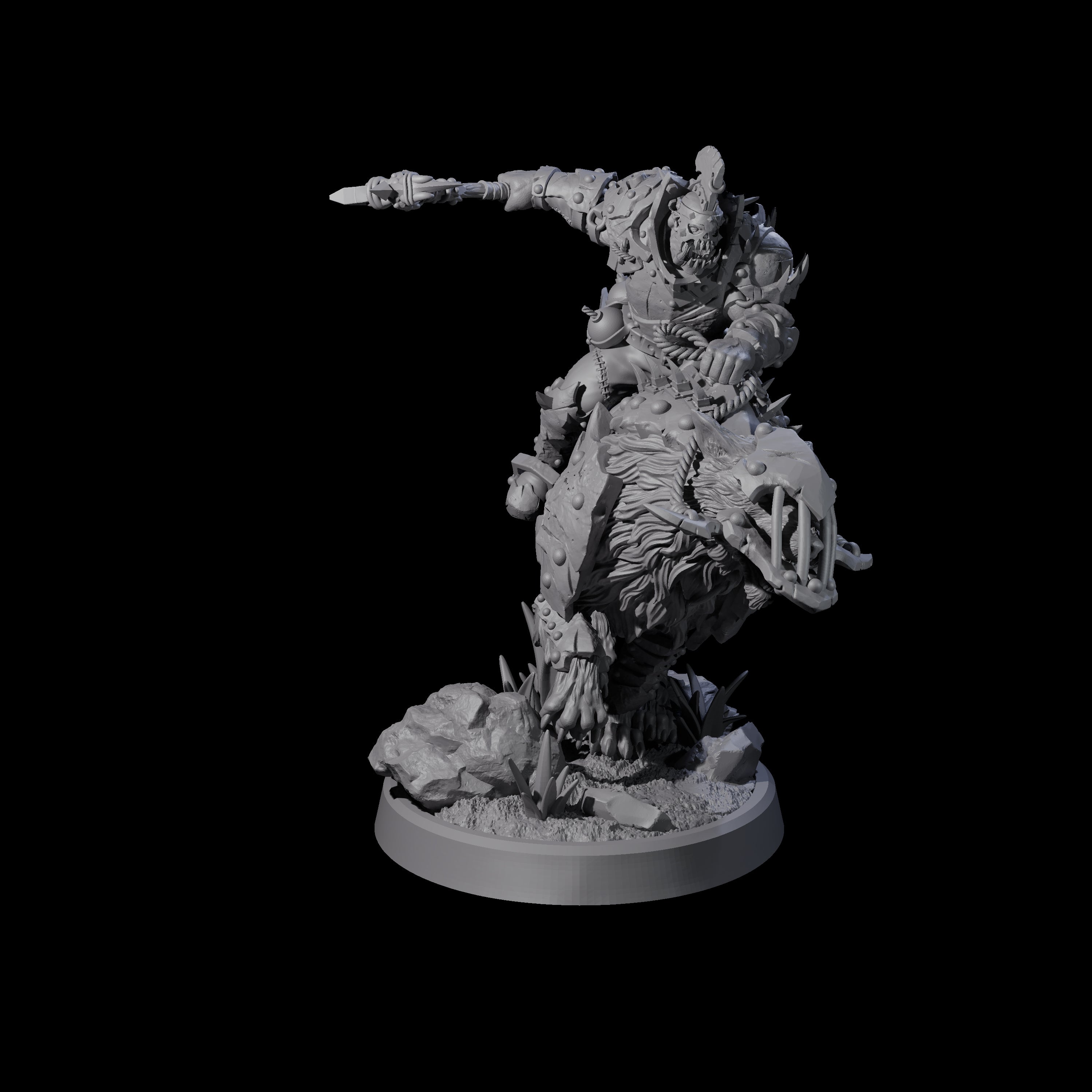 Ironclad Orc Warg Rider C Miniature for Dungeons and Dragons, Pathfinder or other TTRPGs