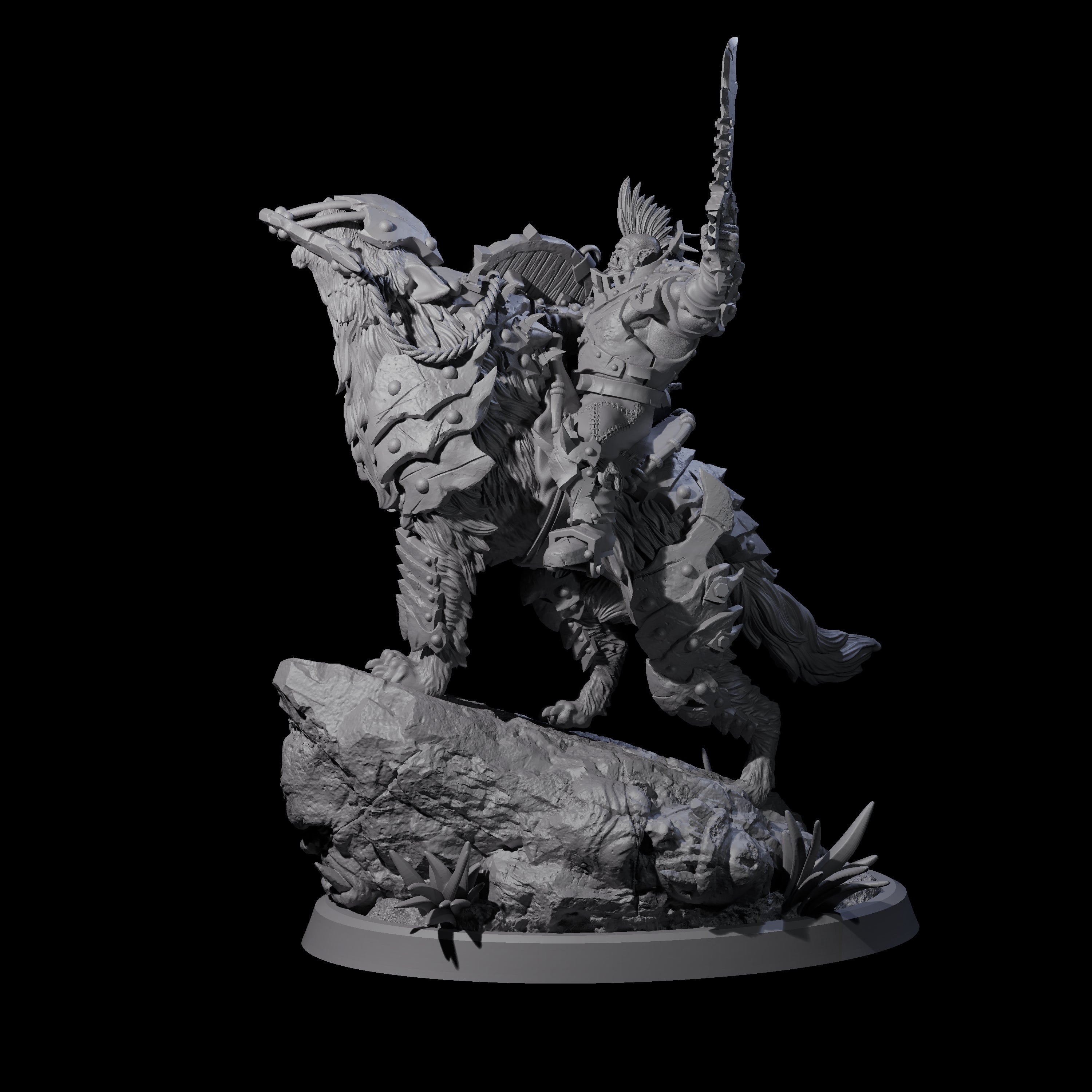 Ironclad Orc Warg Rider D Miniature for Dungeons and Dragons, Pathfinder or other TTRPGs