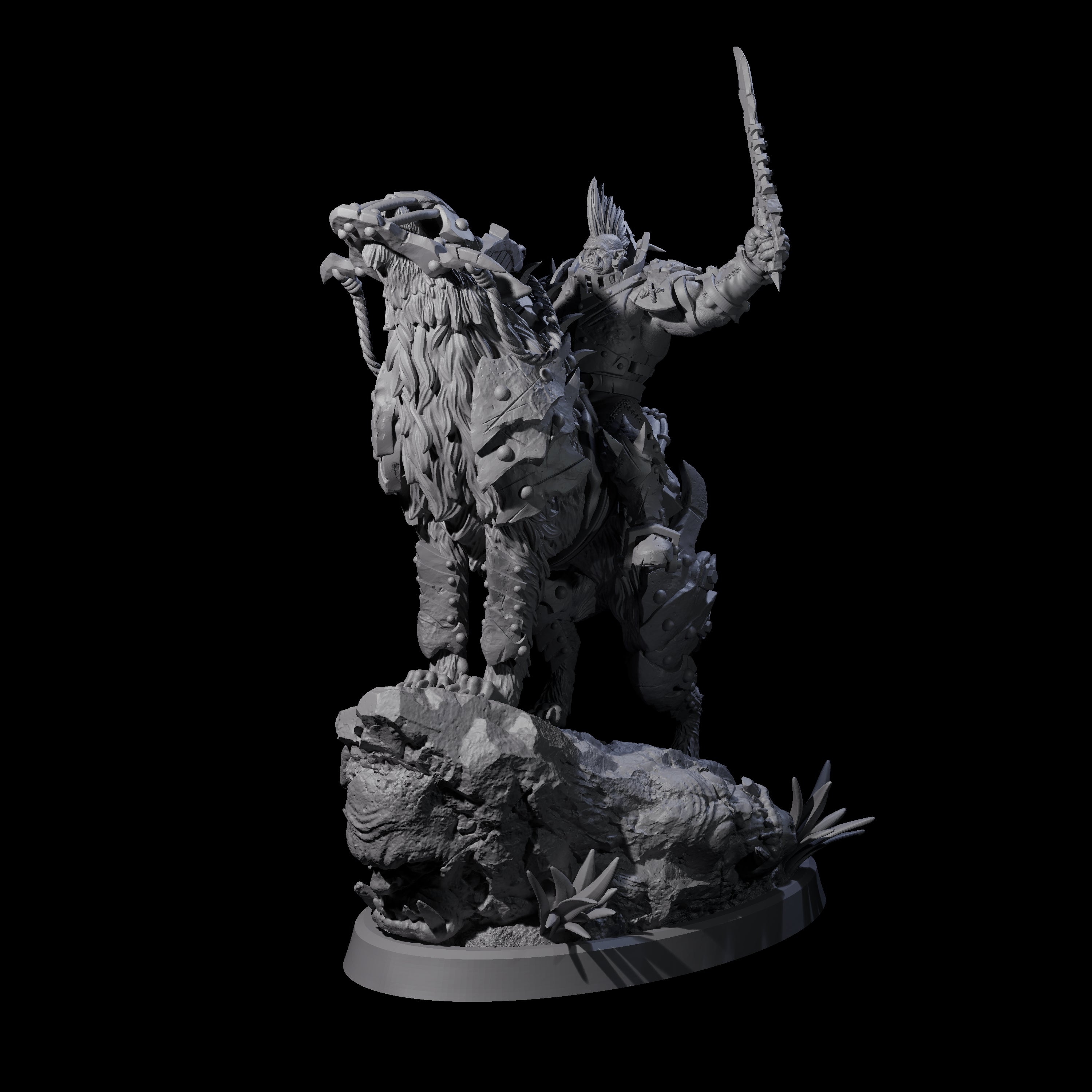 Ironclad Orc Warg Rider D Miniature for Dungeons and Dragons, Pathfinder or other TTRPGs