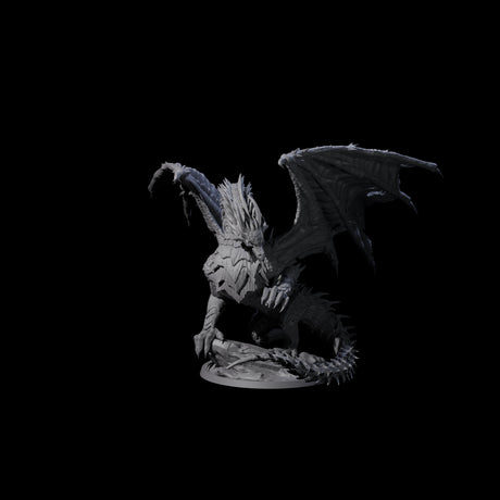 Jagged Black Dragon Miniature for Dungeons and Dragons, Pathfinder or other TTRPGs