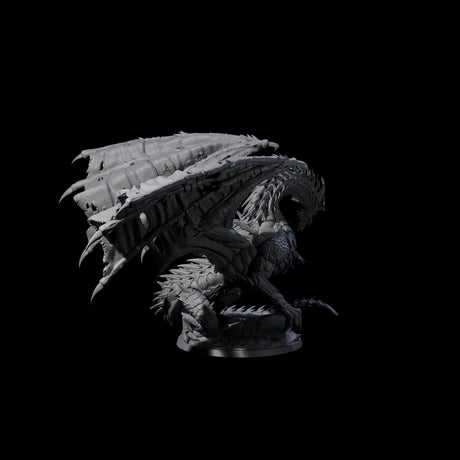 Jagged Black Dragon Miniature for Dungeons and Dragons, Pathfinder or other TTRPGs