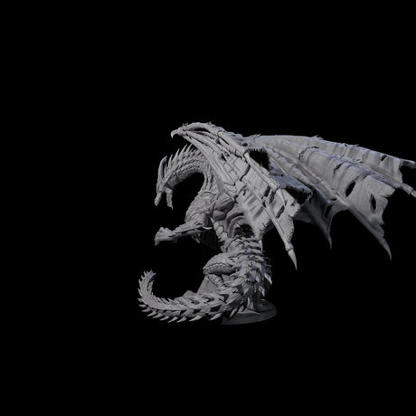 Jagged Black Dragon Miniature for Dungeons and Dragons, Pathfinder or other TTRPGs