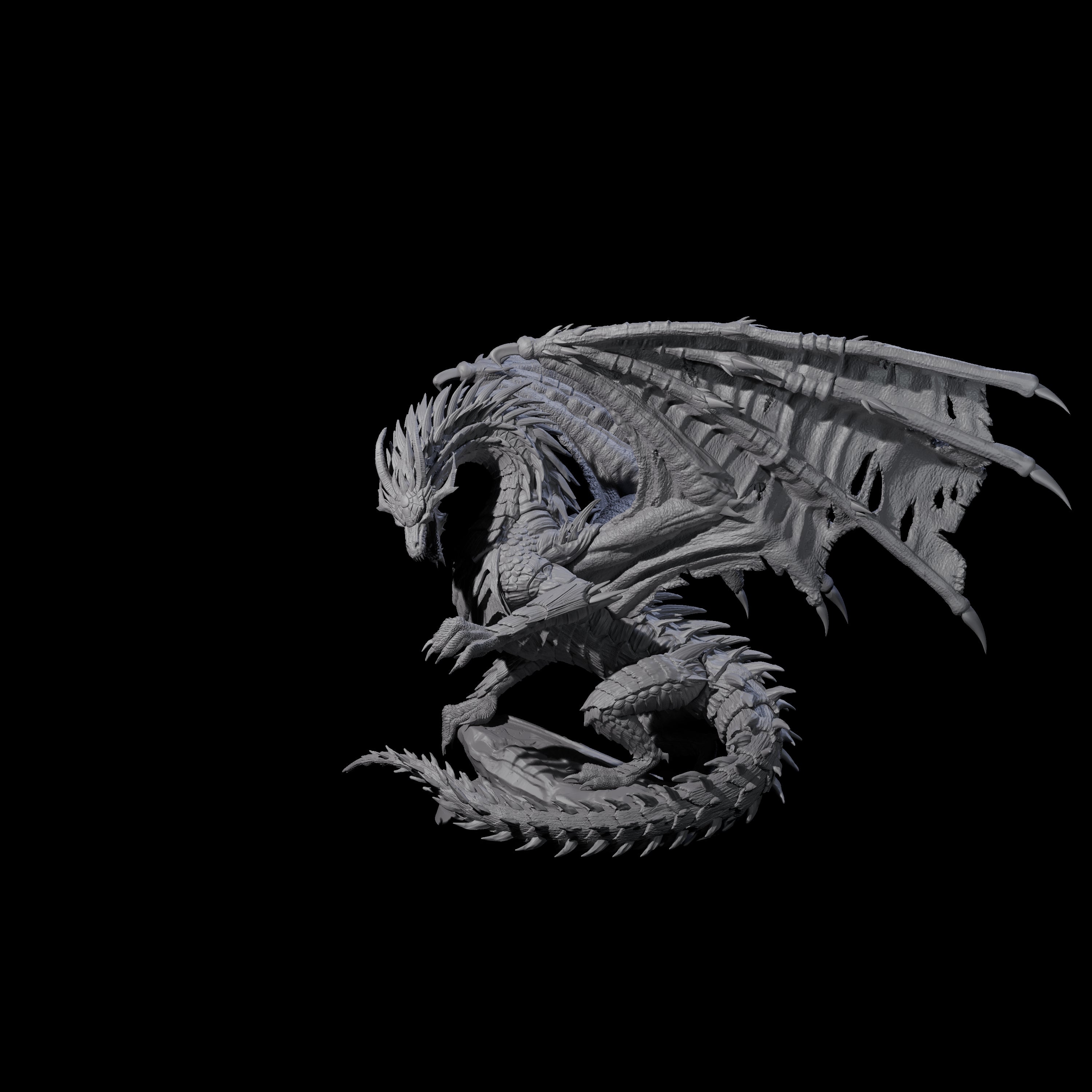 Jagged Black Dragon Miniature for Dungeons and Dragons, Pathfinder or other TTRPGs