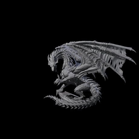Jagged Black Dragon Miniature for Dungeons and Dragons, Pathfinder or other TTRPGs