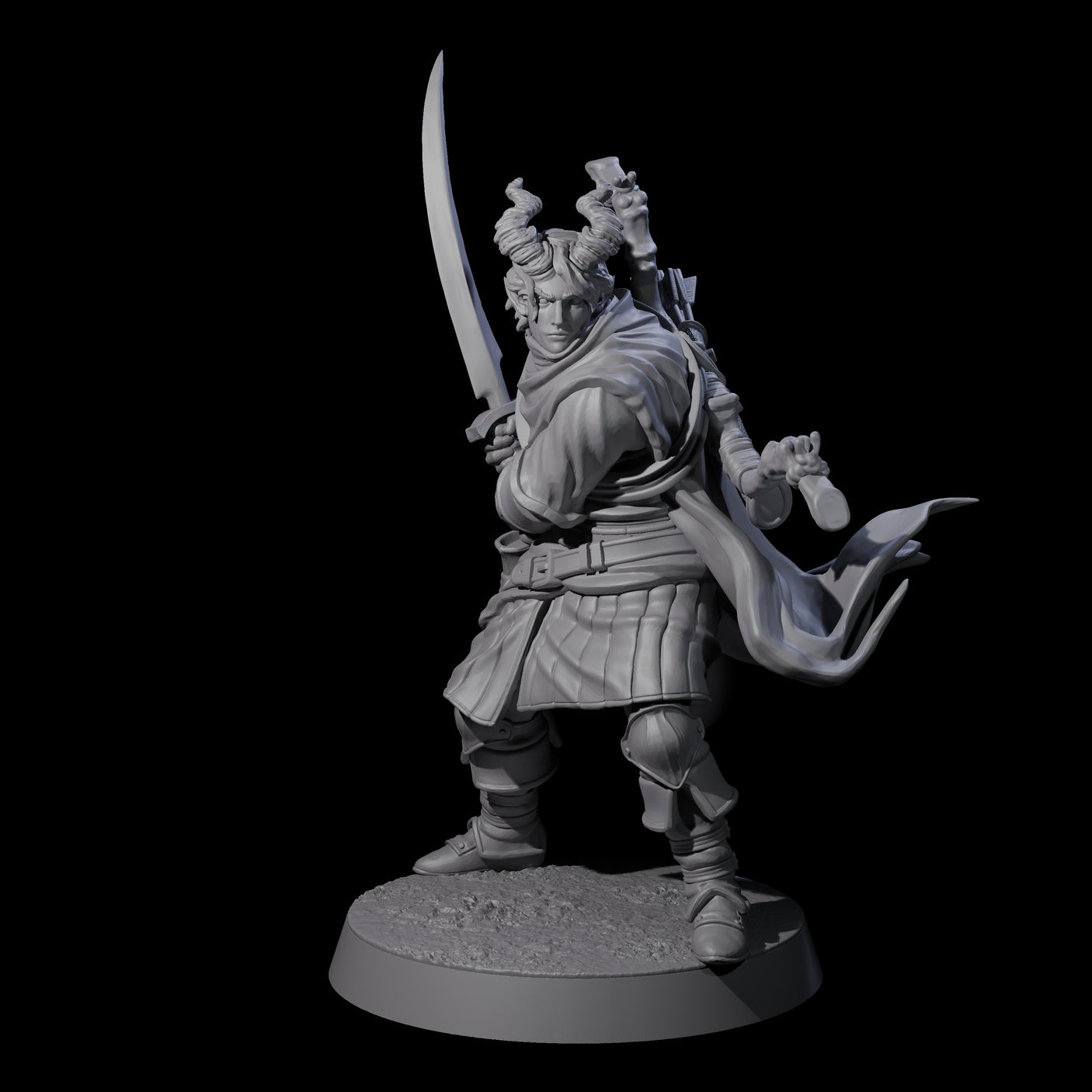 Jocular Tiefling Wayfarer C Miniature for Dungeons and Dragons, Pathfinder or other TTRPGs
