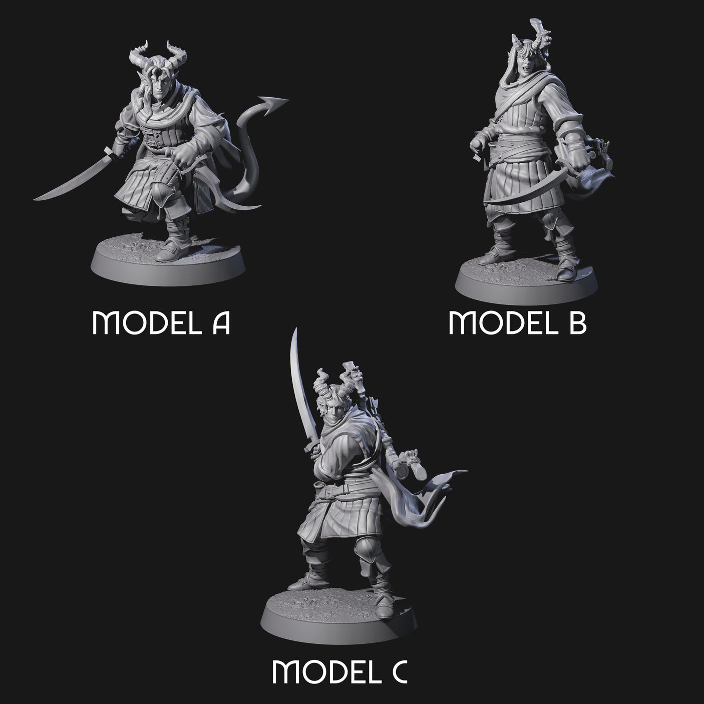 Jocular Tiefling Wayfarers Miniature for Dungeons and Dragons, Pathfinder or other TTRPGs