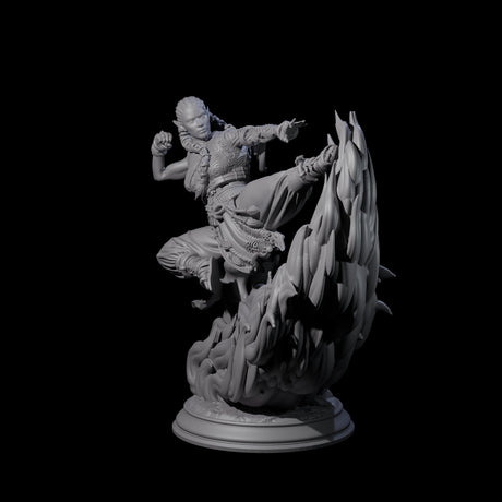 Kicking Fire Monk Miniature for Dungeons and Dragons, Pathfinder or other TTRPGs