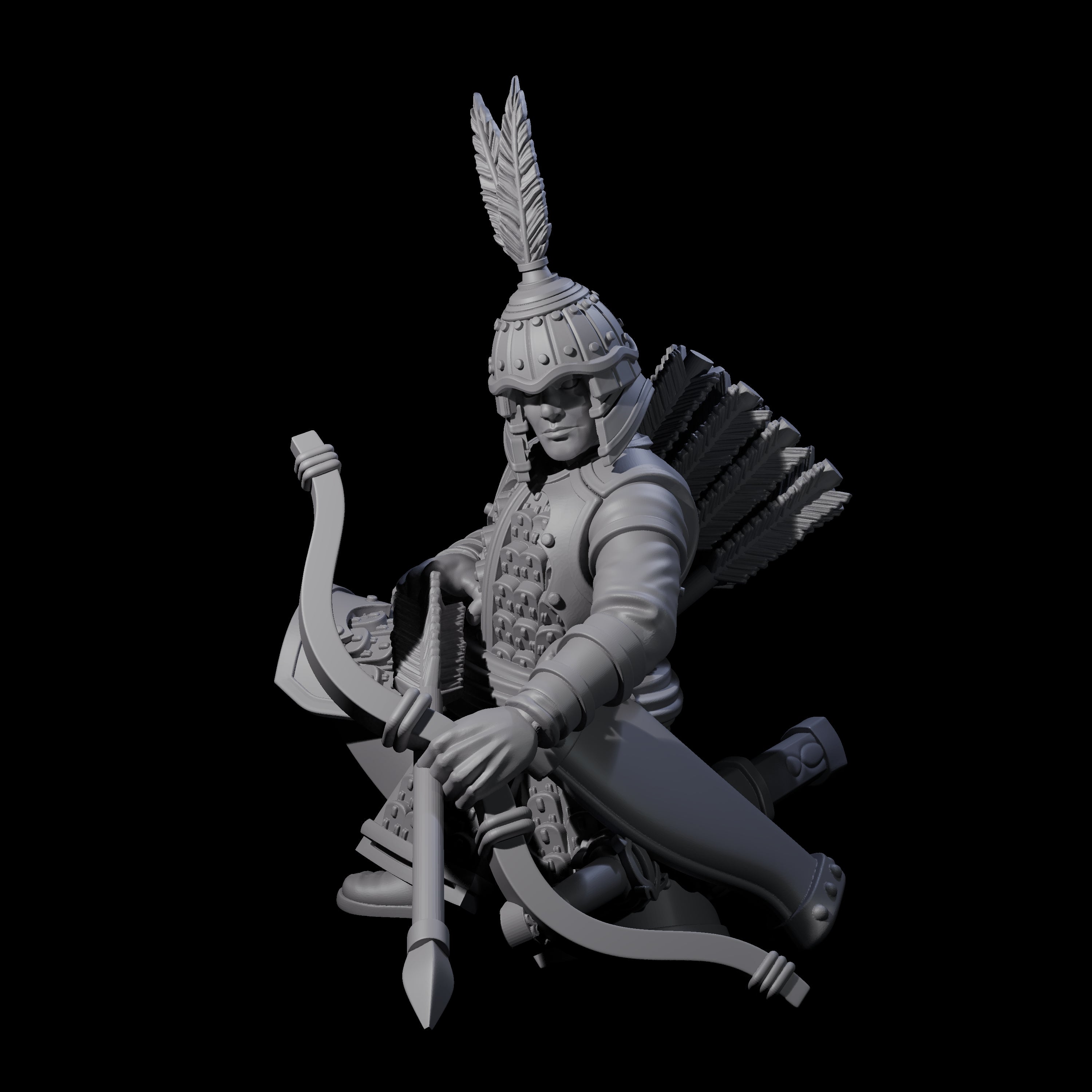 Kneeling Human Archer A Miniature for Dungeons and Dragons, Pathfinder or other TTRPGs