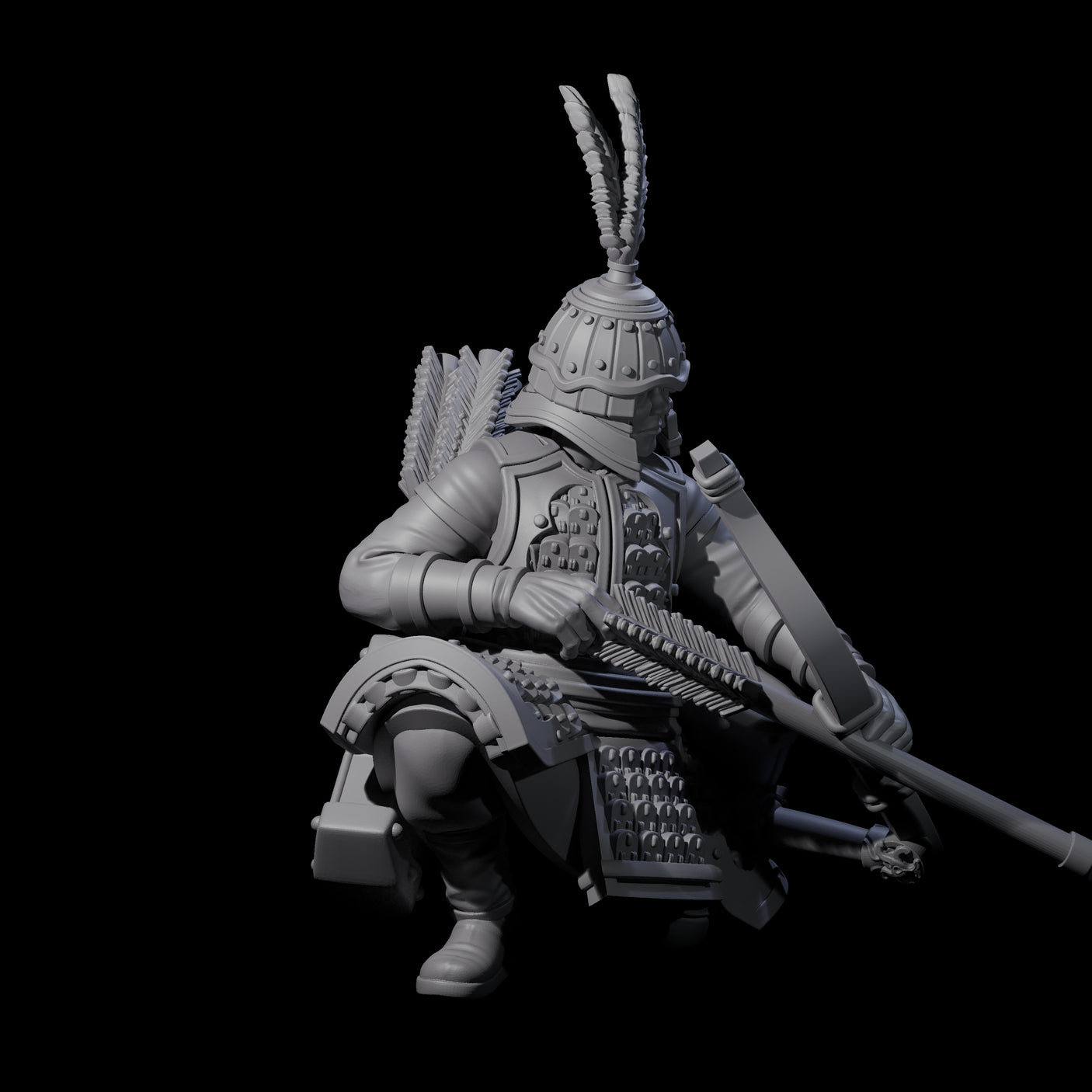 Kneeling Human Archer A Miniature for Dungeons and Dragons, Pathfinder or other TTRPGs