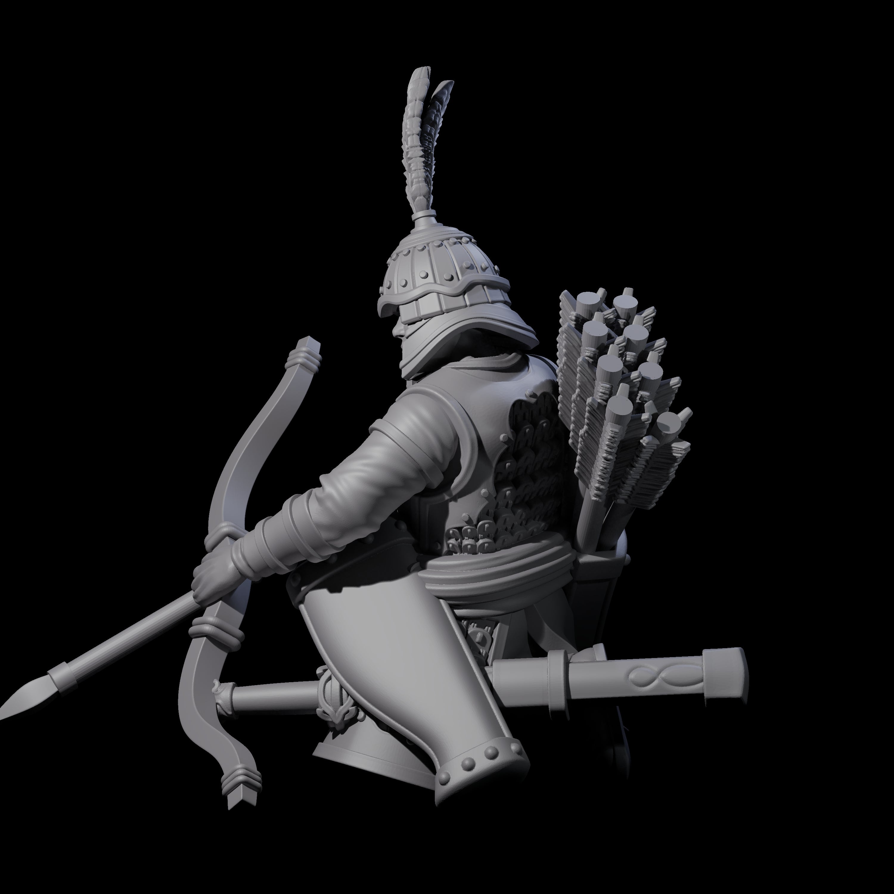 Kneeling Human Archer A Miniature for Dungeons and Dragons, Pathfinder or other TTRPGs