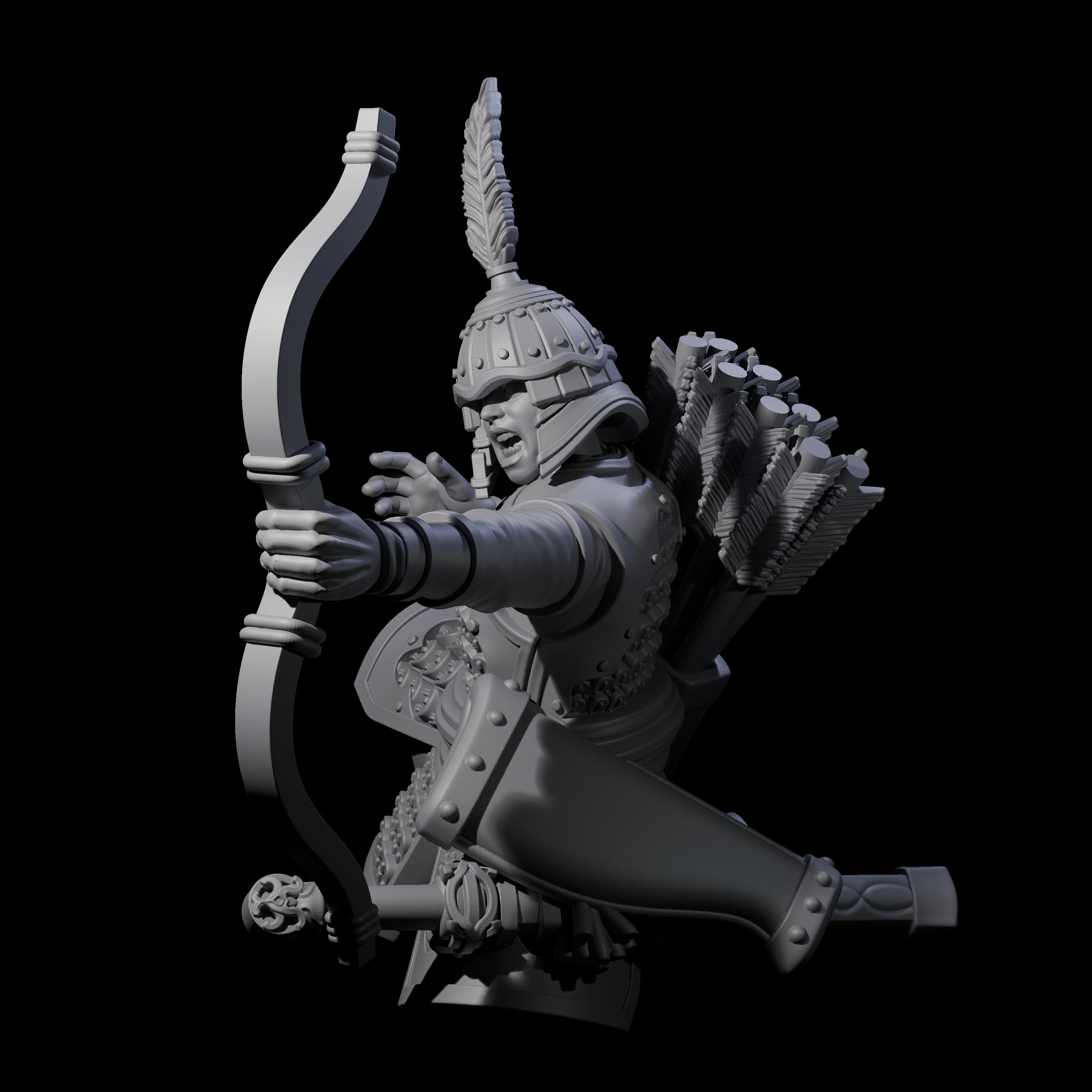 Kneeling Human Archer B Miniature for Dungeons and Dragons, Pathfinder or other TTRPGs