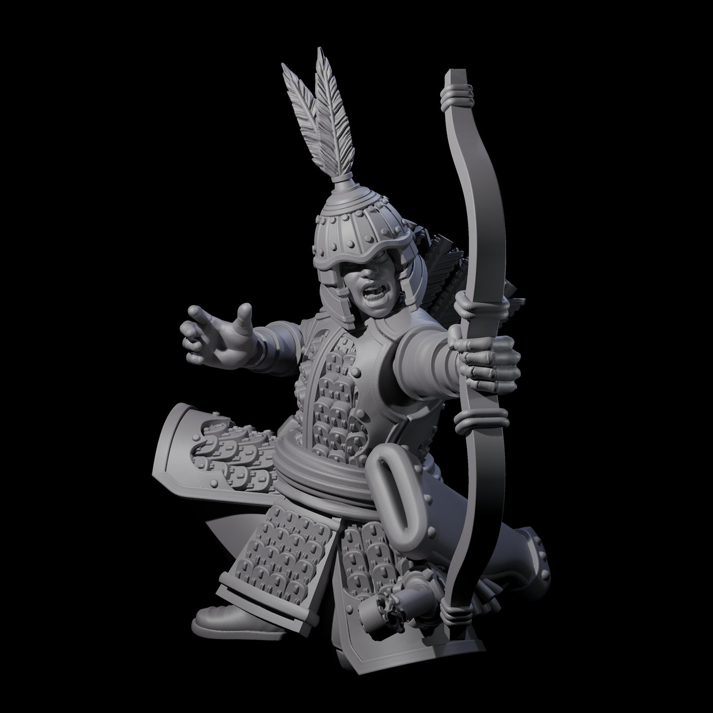 Kneeling Human Archer B Miniature for Dungeons and Dragons, Pathfinder or other TTRPGs