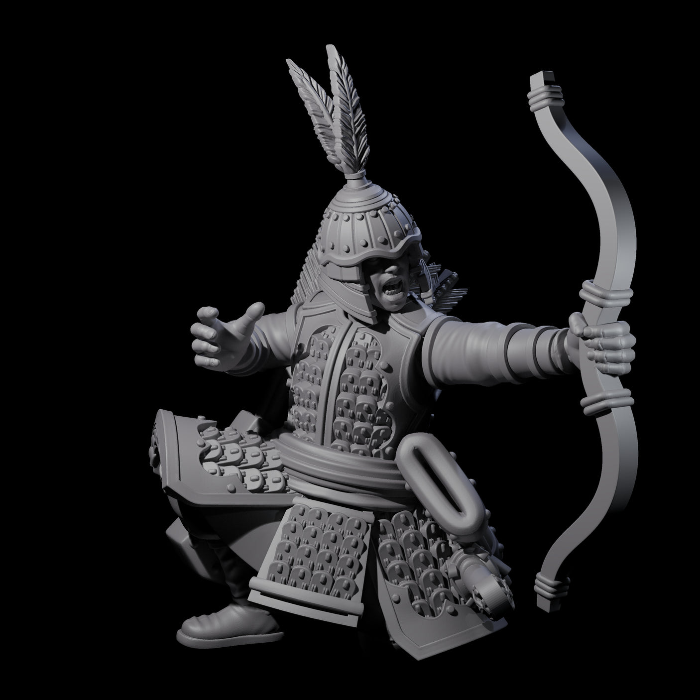Kneeling Human Archer B Miniature for Dungeons and Dragons, Pathfinder or other TTRPGs