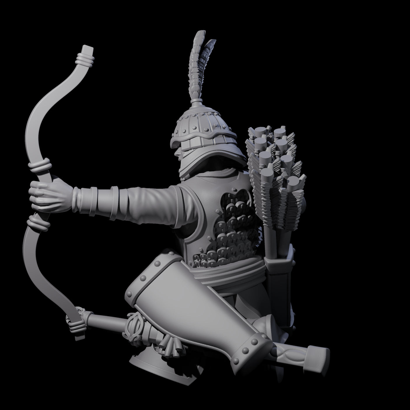 Kneeling Human Archer B Miniature for Dungeons and Dragons, Pathfinder or other TTRPGs