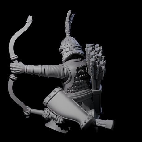 Kneeling Human Archer B Miniature for Dungeons and Dragons, Pathfinder or other TTRPGs